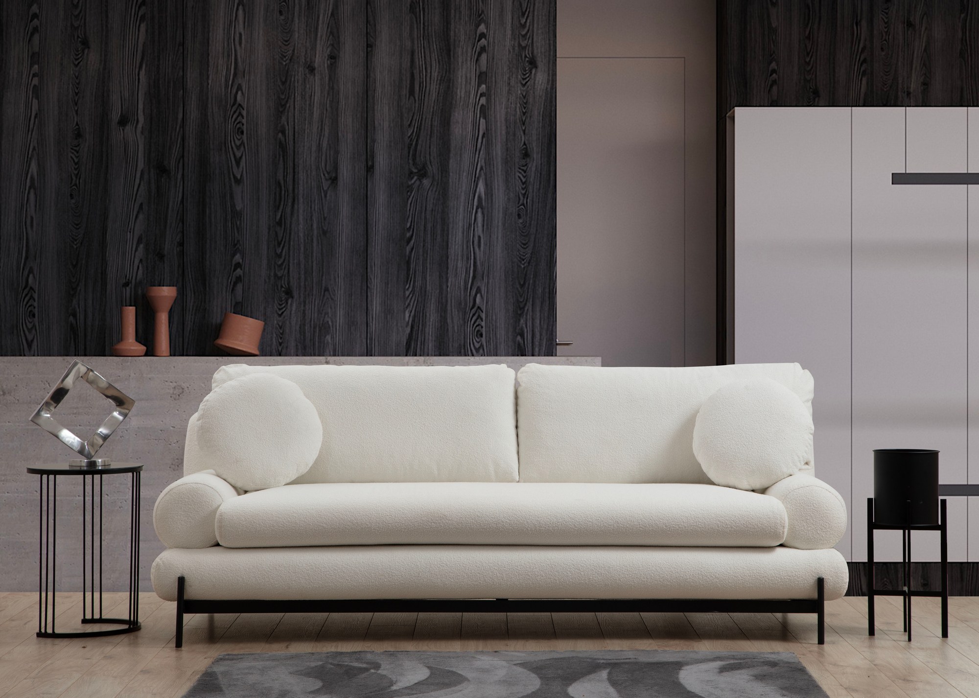 Divano moderno 3 posti crema