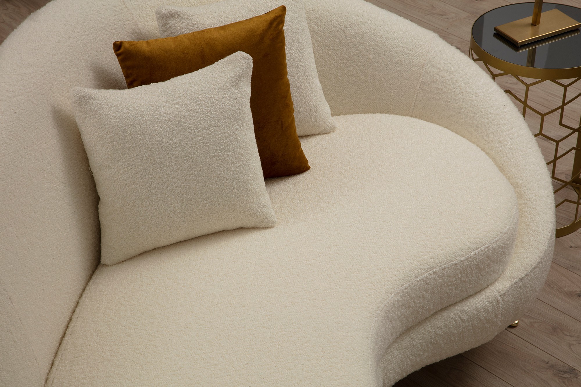 Divano moderno 3 posti bouclé crema
