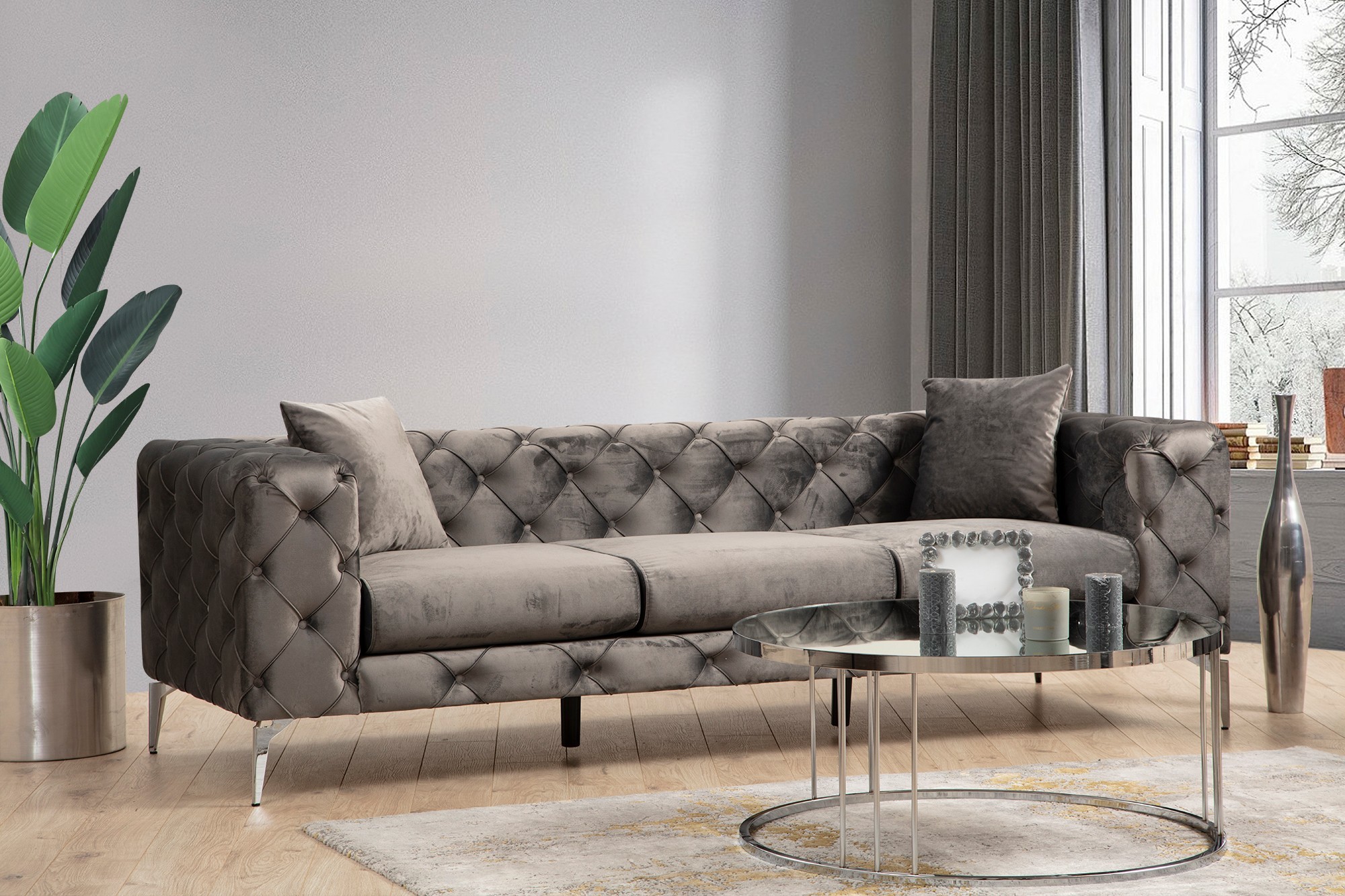 Elegant sofa 3-seater anthracite