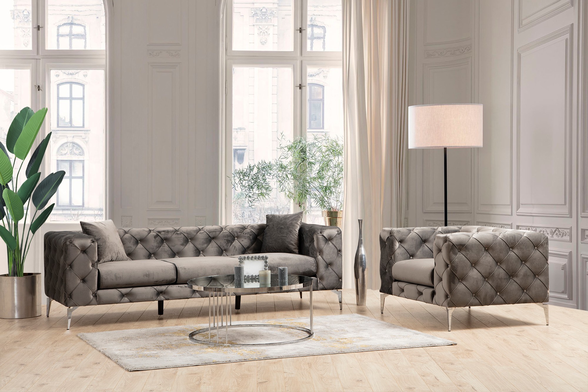 Elegant sofa 3-seater anthracite