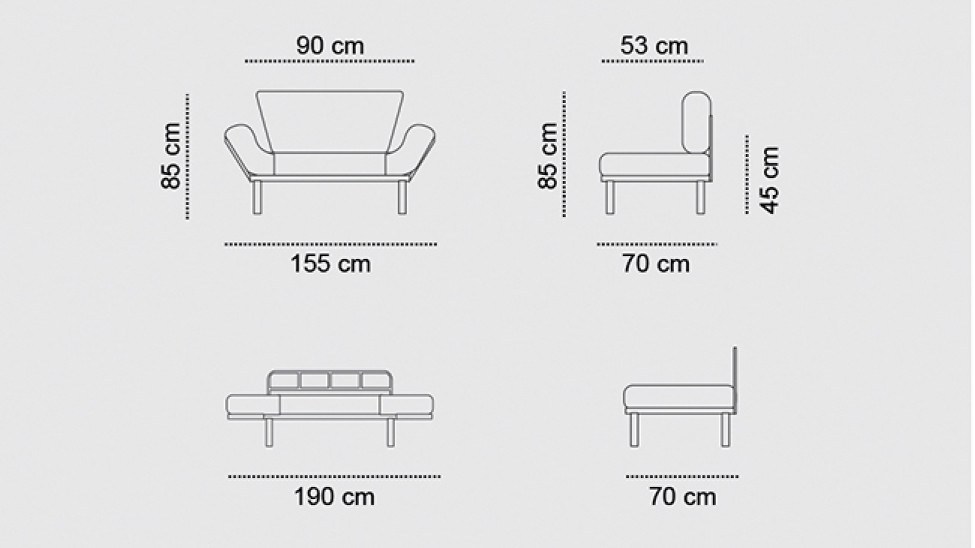 Sofa bed 2-seater petrol