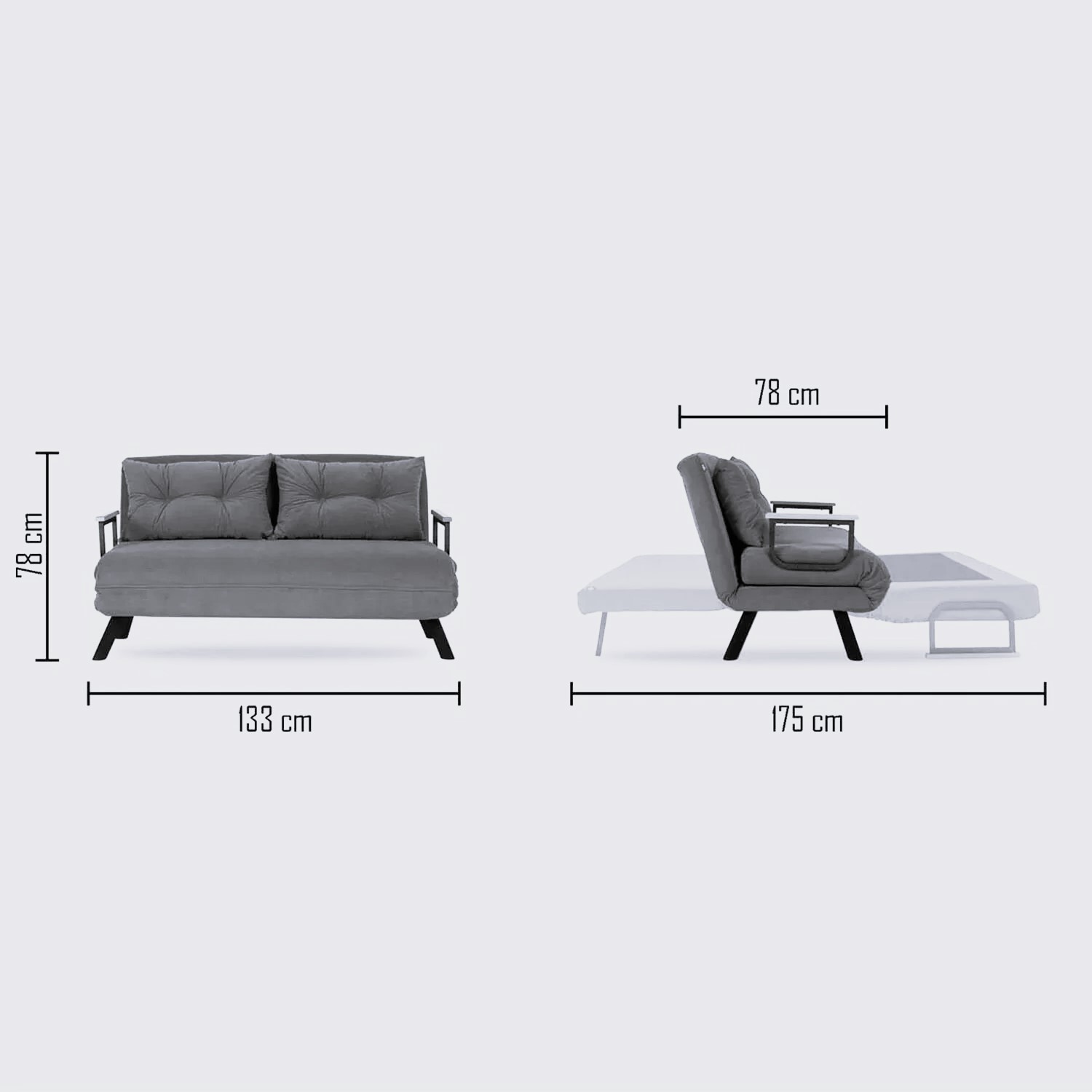 Sofa bed 2-seater Petrol