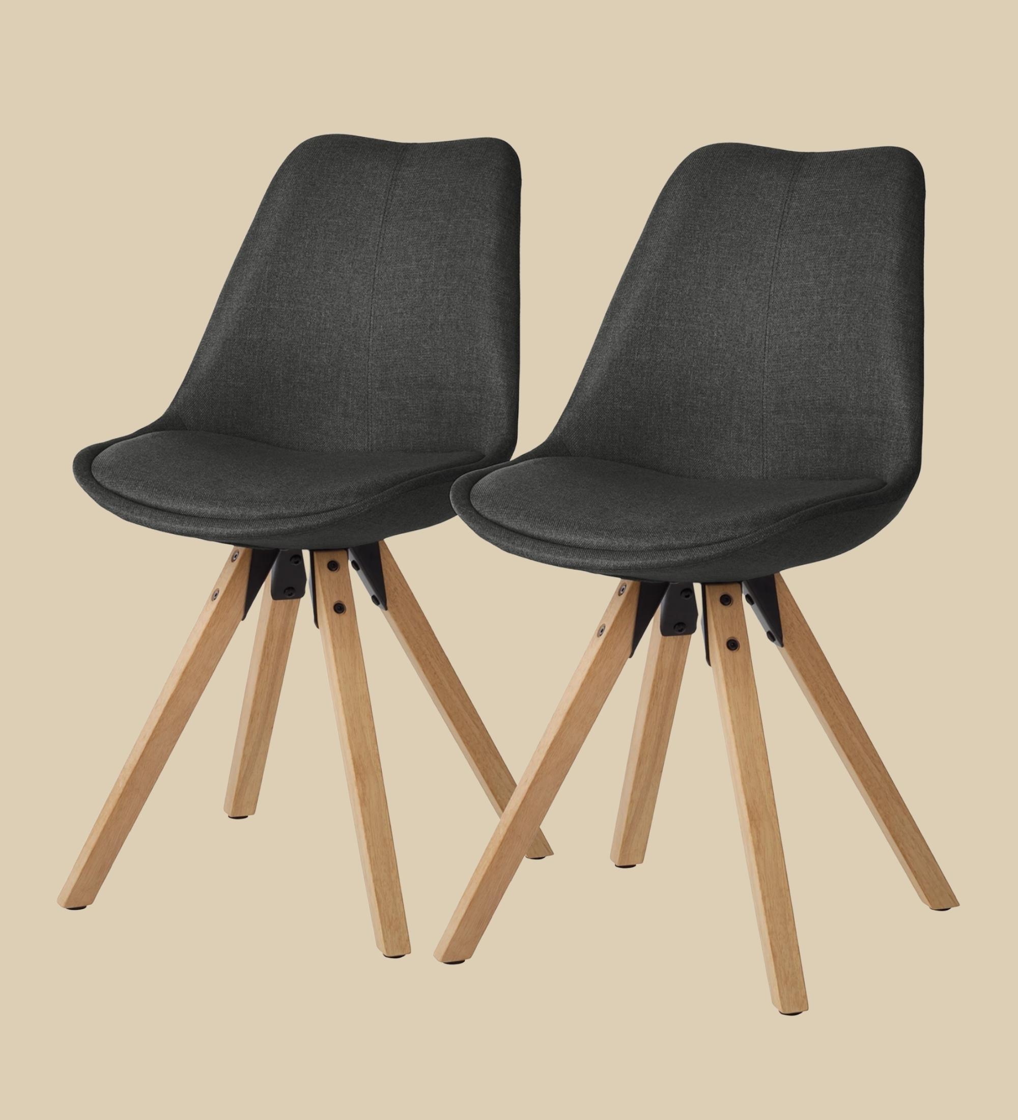 Polsterstuhl ALEDAS Webstoff Cors: Anthrazit Braun 2er Set