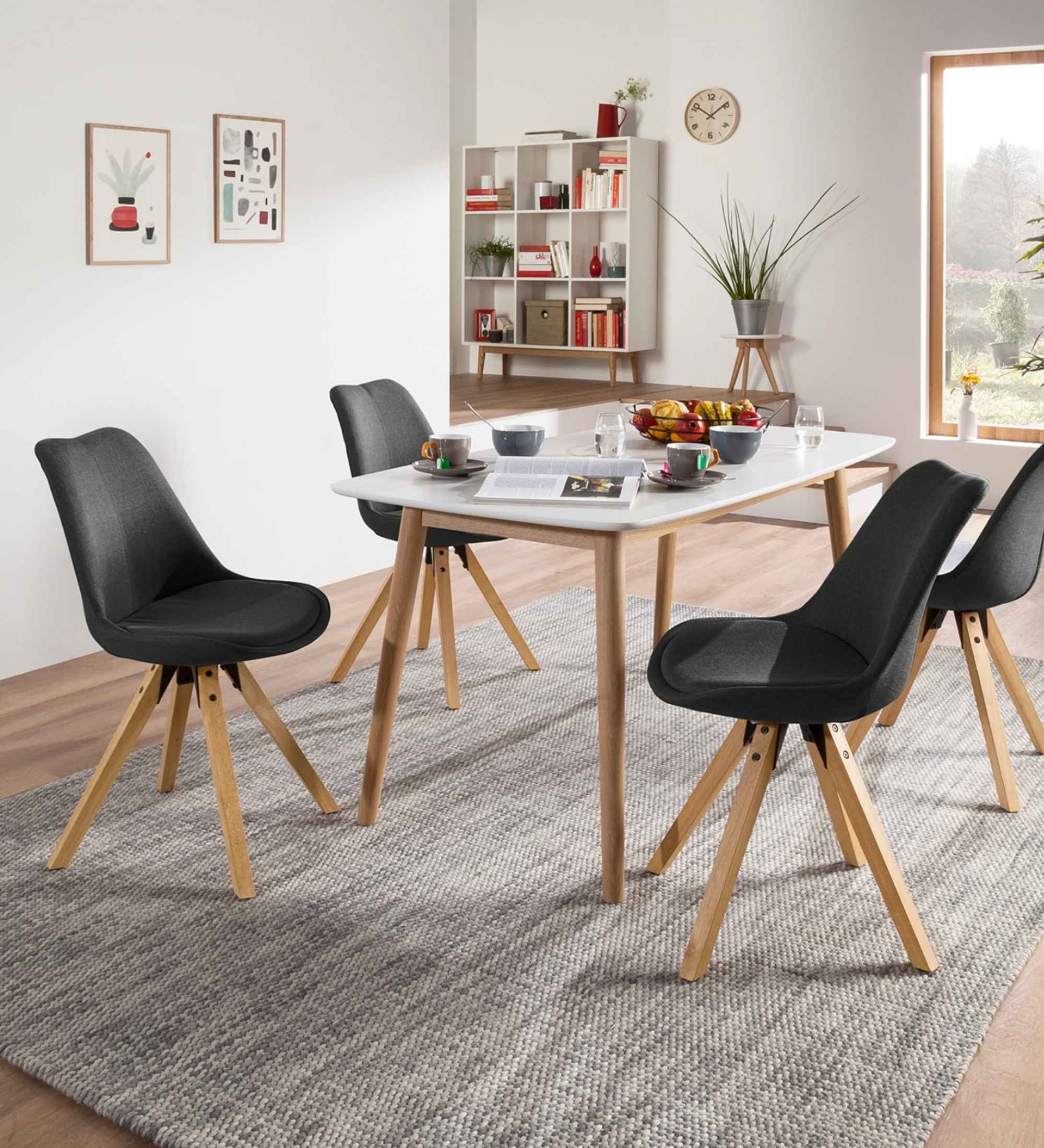 Polsterstuhl ALEDAS Webstoff Cors: Anthrazit Braun 2er Set