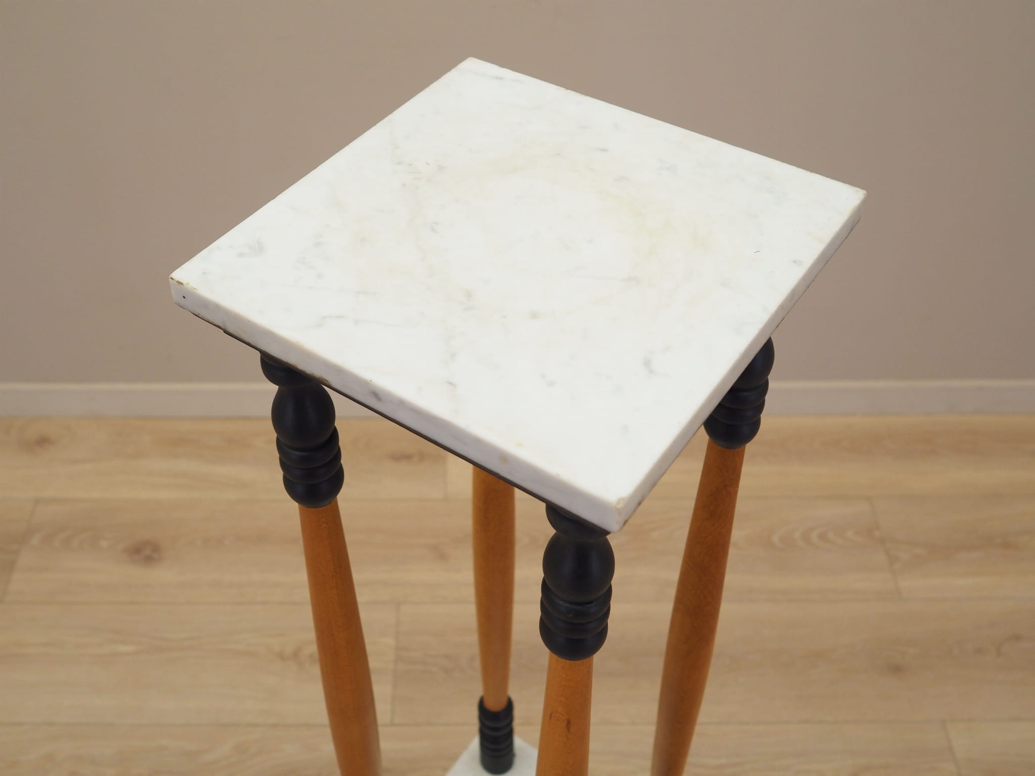 Vintage Plant Stand Wood Stone Multicolored 1970s