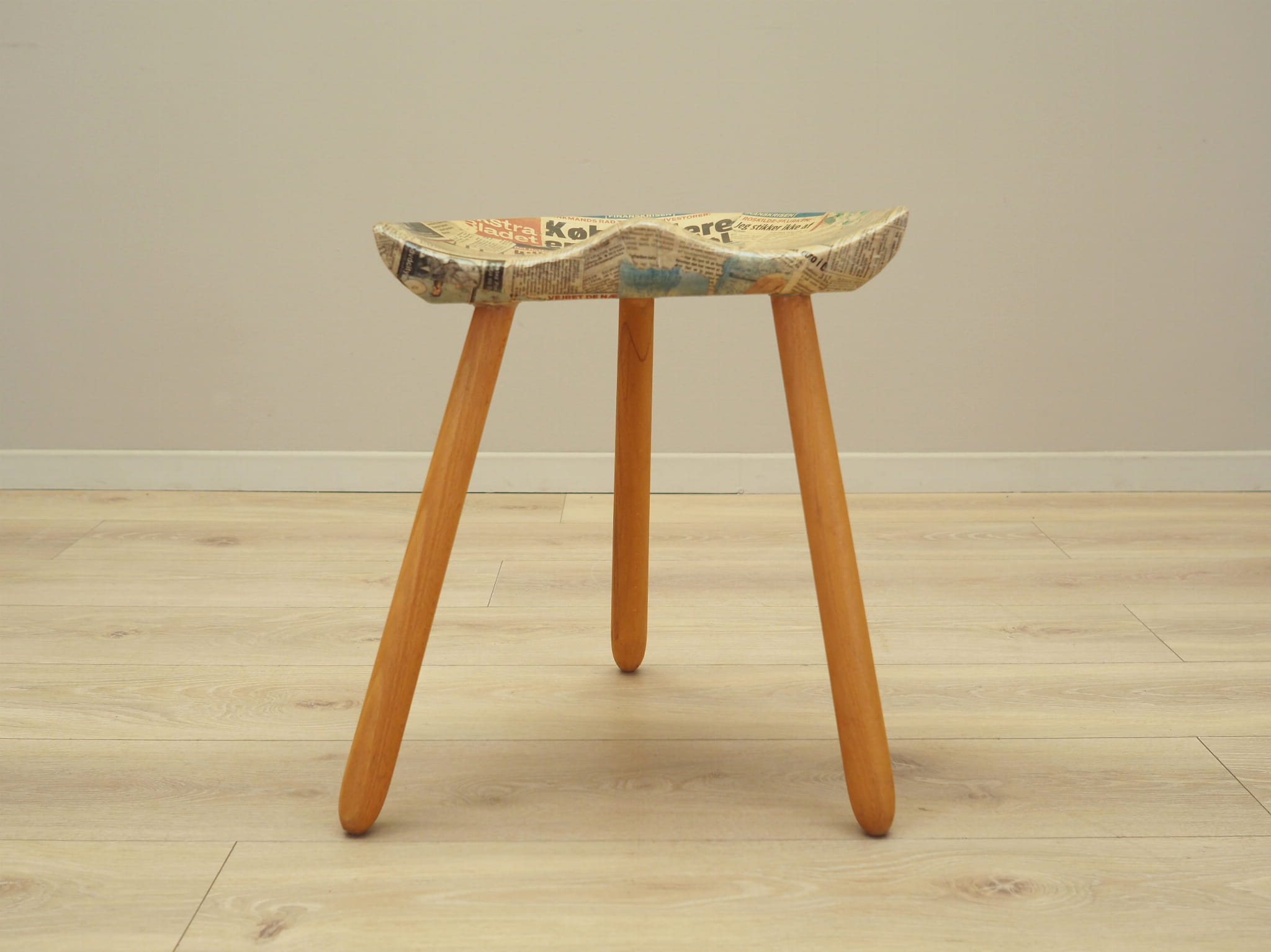 Vintage stool wood brown 1950s