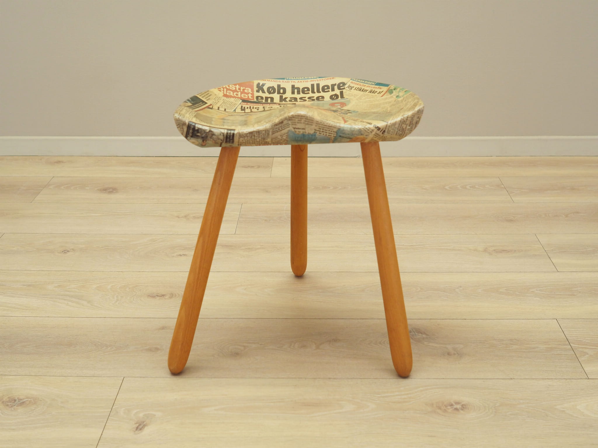 Vintage stool wood brown 1950s