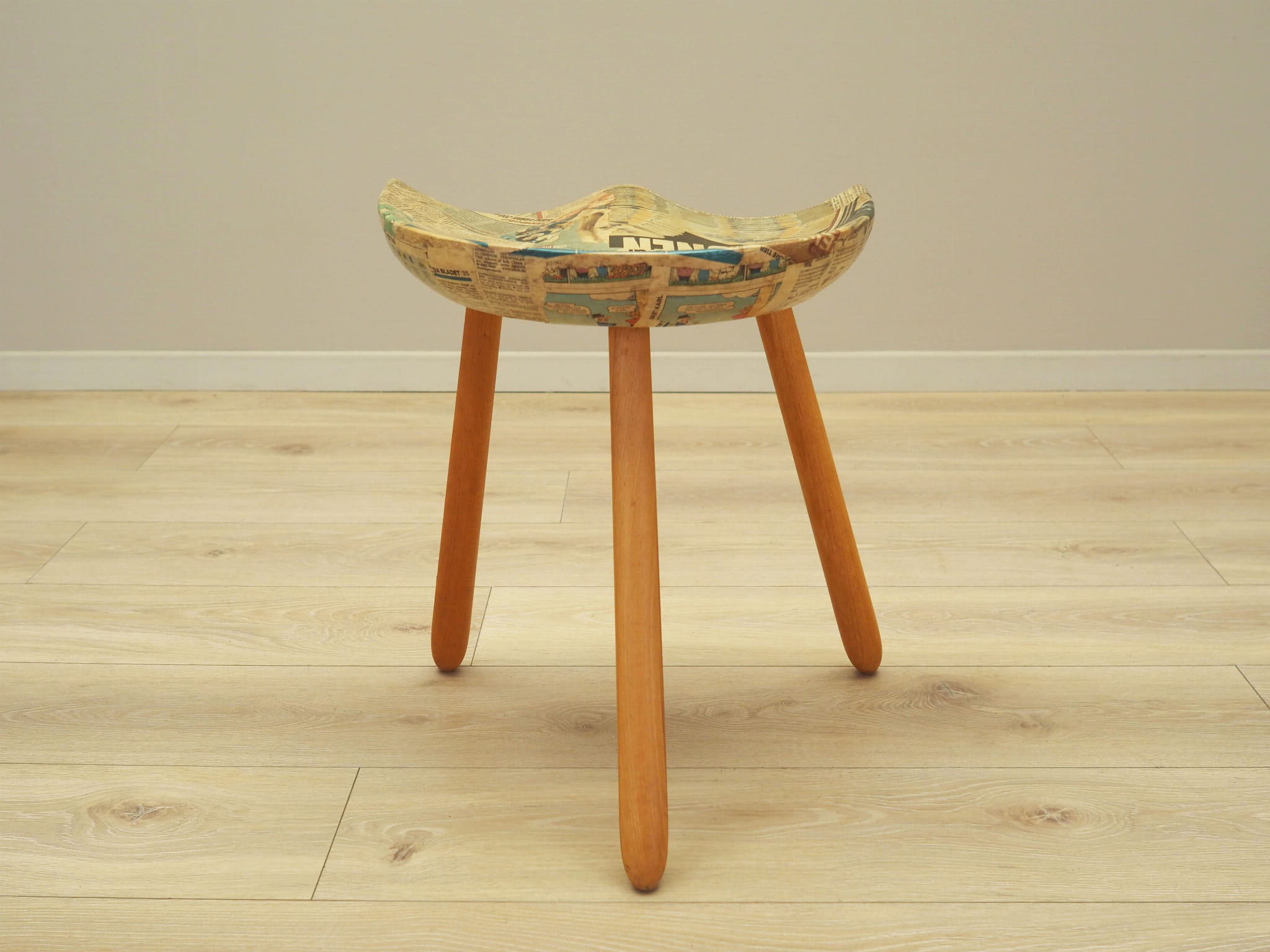 Vintage stool wood brown 1950s