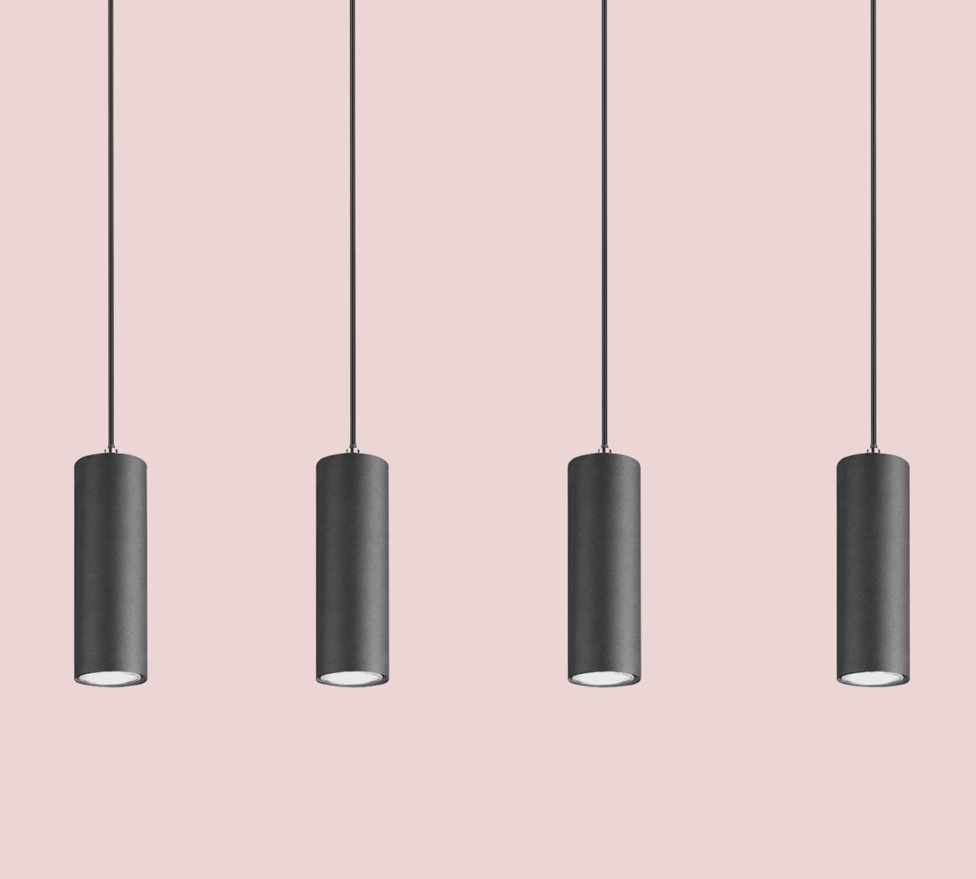 Pendant lamp Marley II Iron 4-light Black