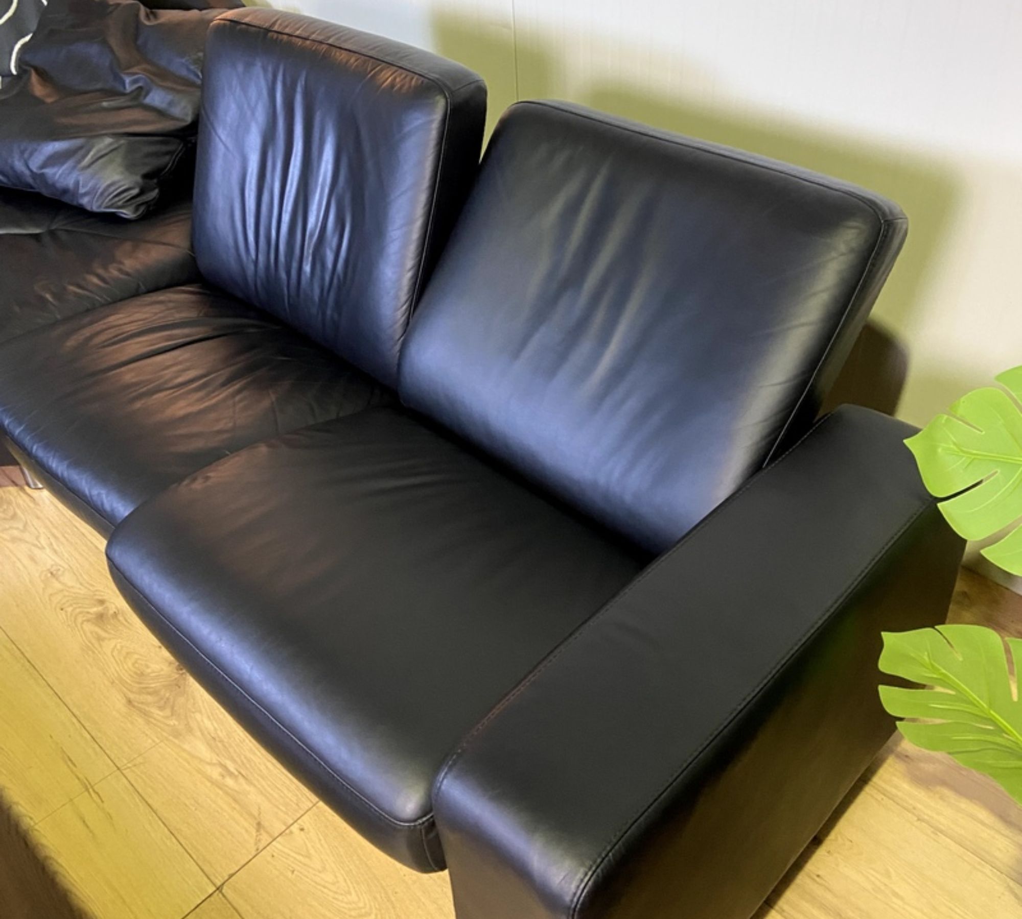 Arion Leather Sofa Black