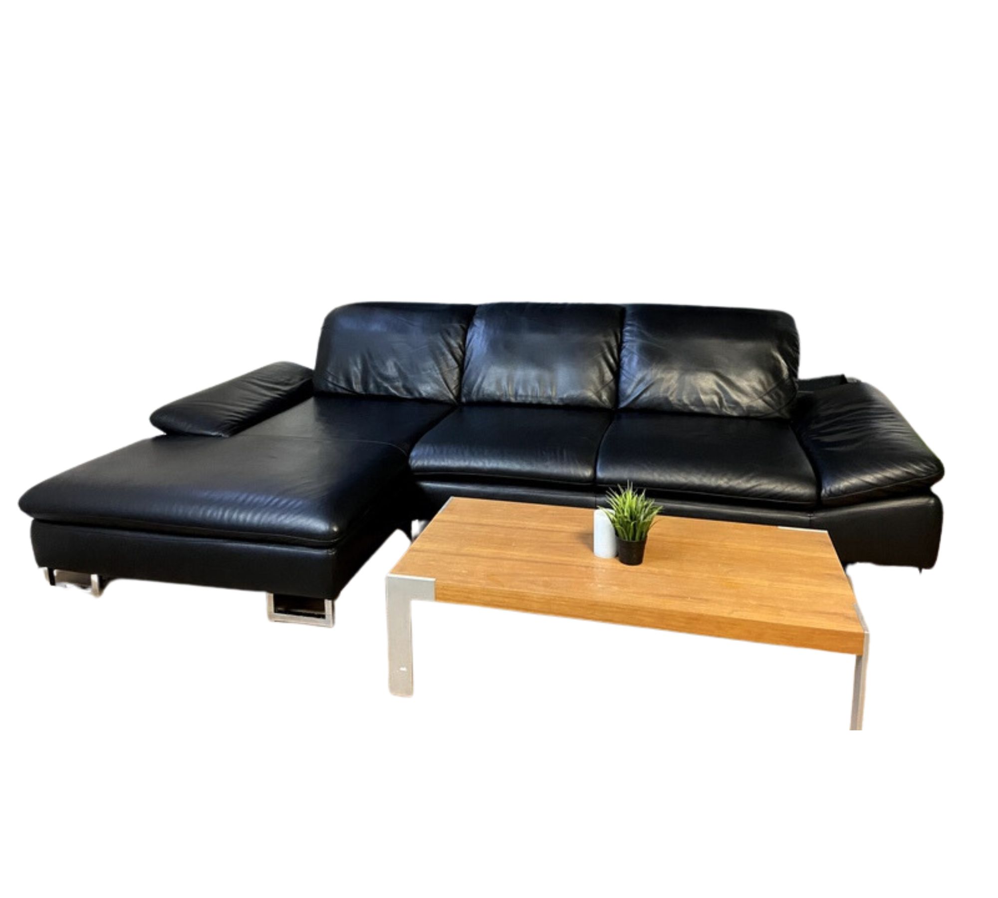 Sofa Chaise Lounge Left Leather Black