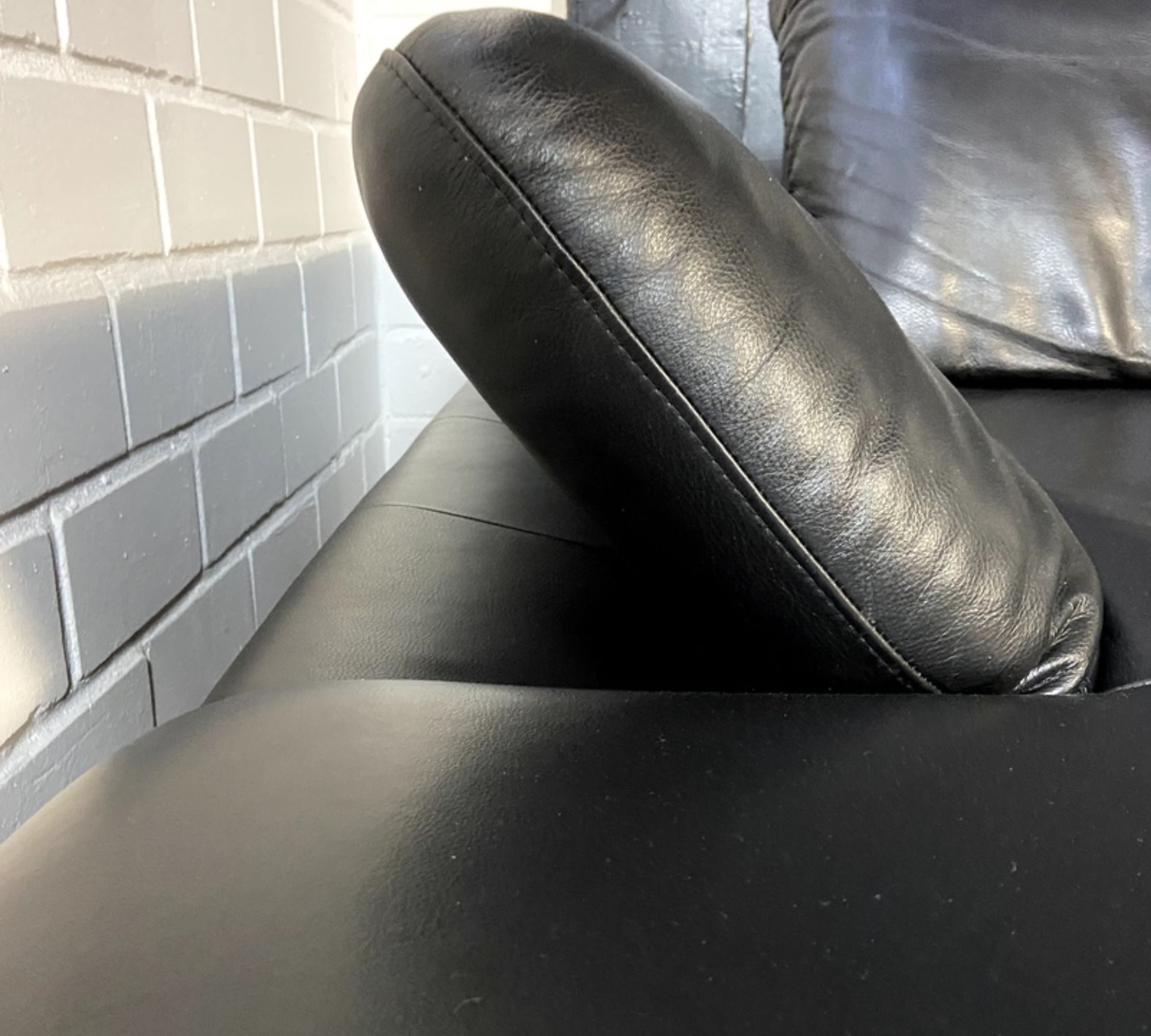 Sofa Chaise Lounge Left Leather Black
