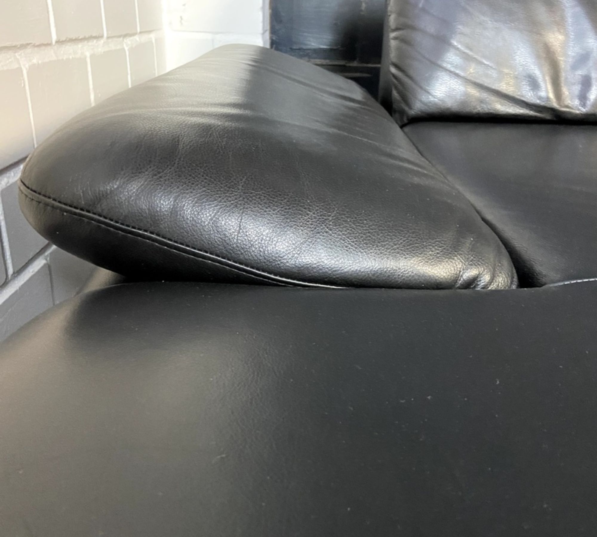 Sofa Chaise Lounge Left Leather Black