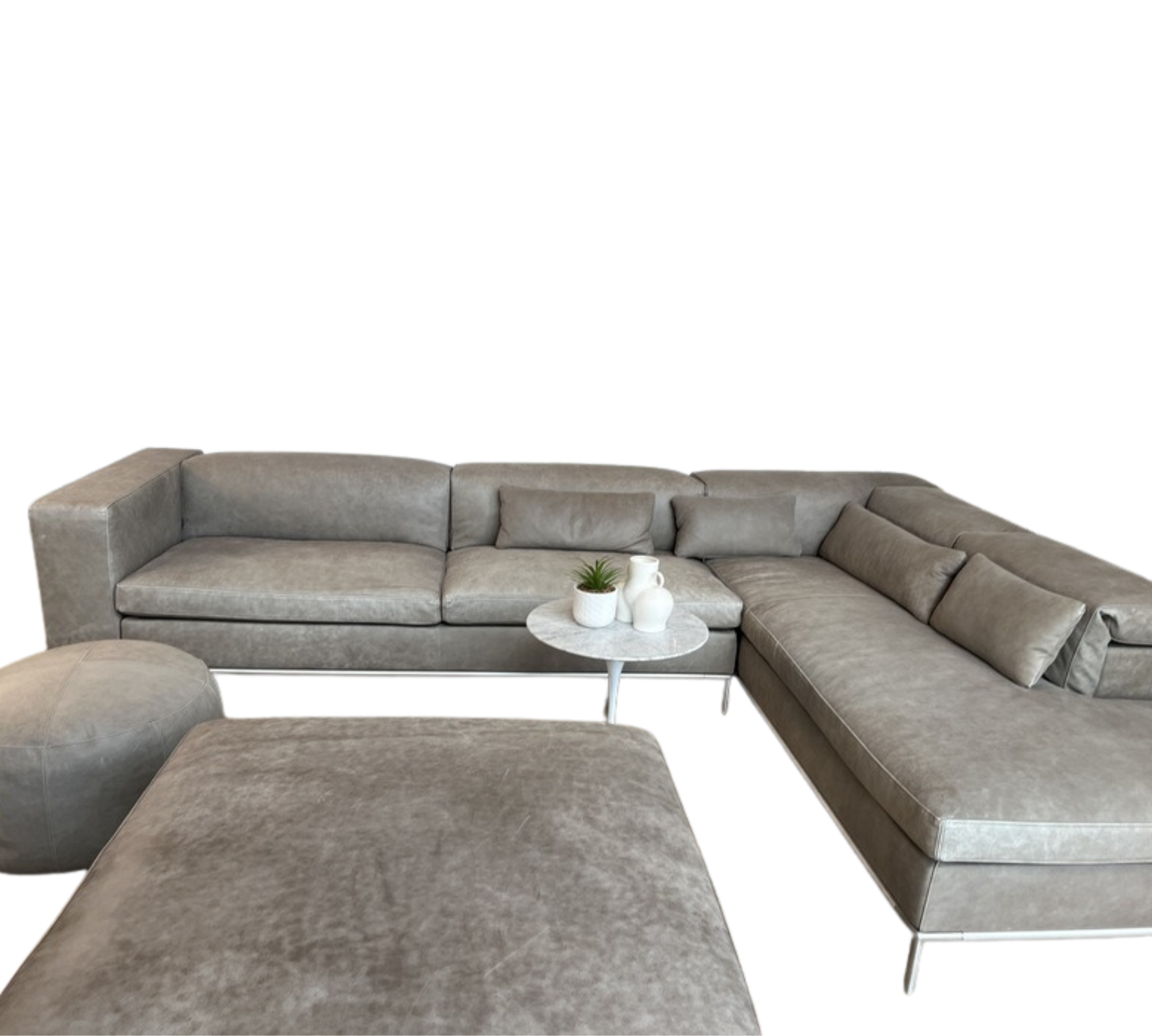 Sofa, Hocker & Pouf Leder Edelstahl Grau | Gyform