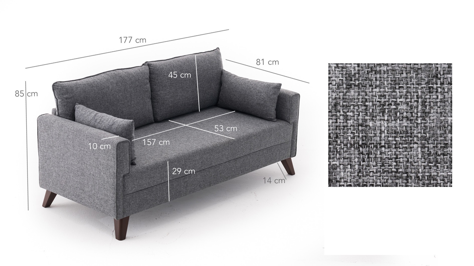 Sofa 2-seater Grey