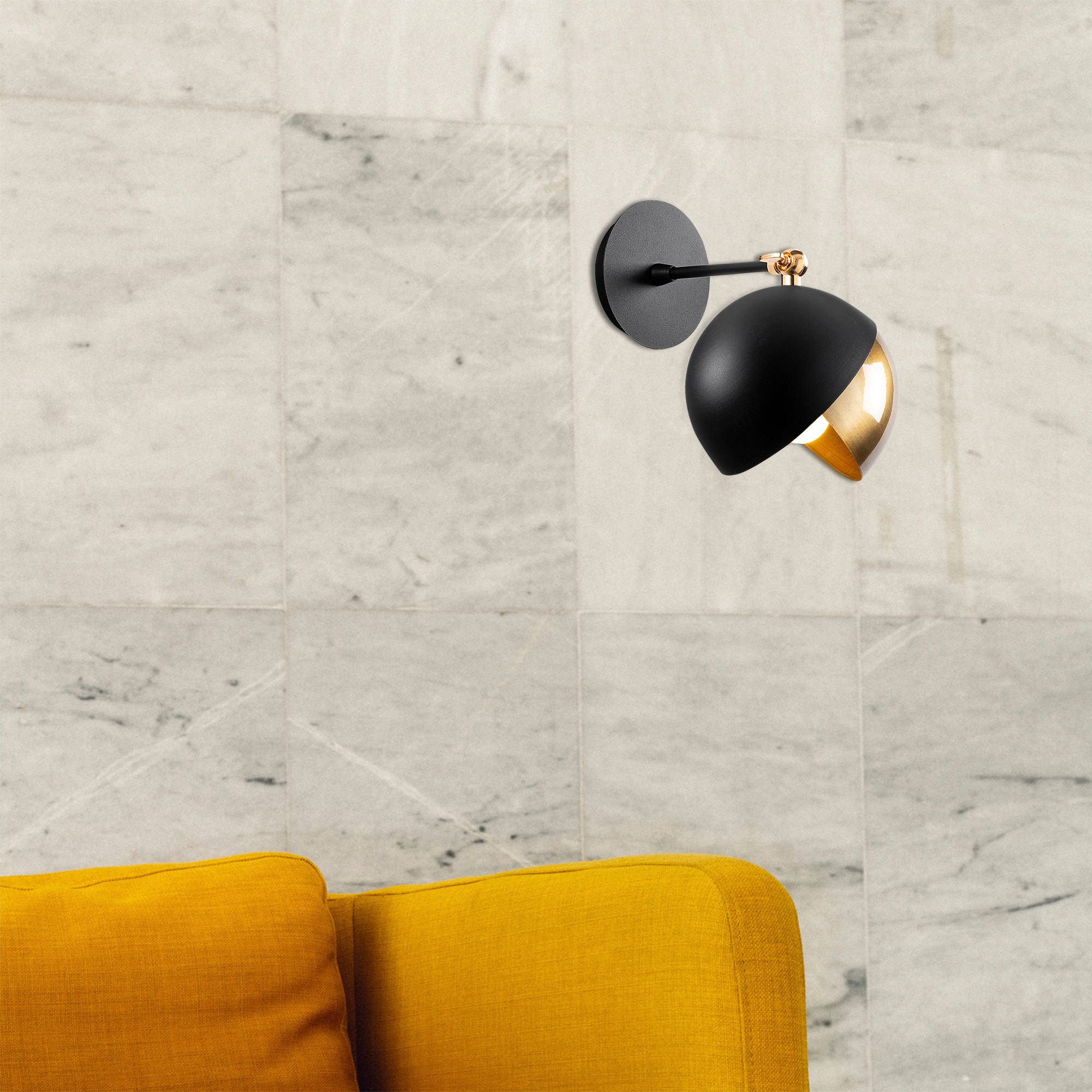 Wall lamp black gold-colored metal