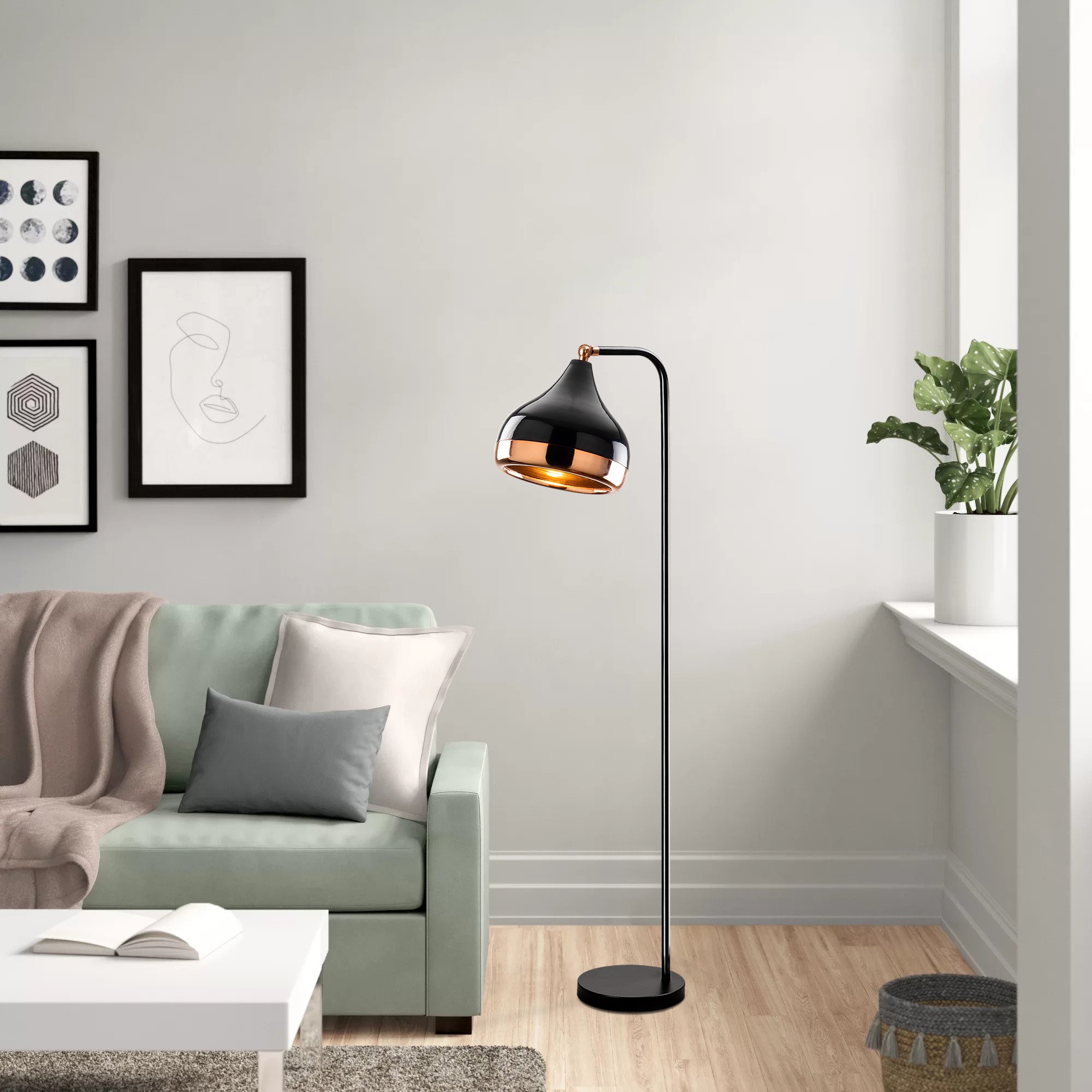 Floor lamp Black Copper-colored 120cm