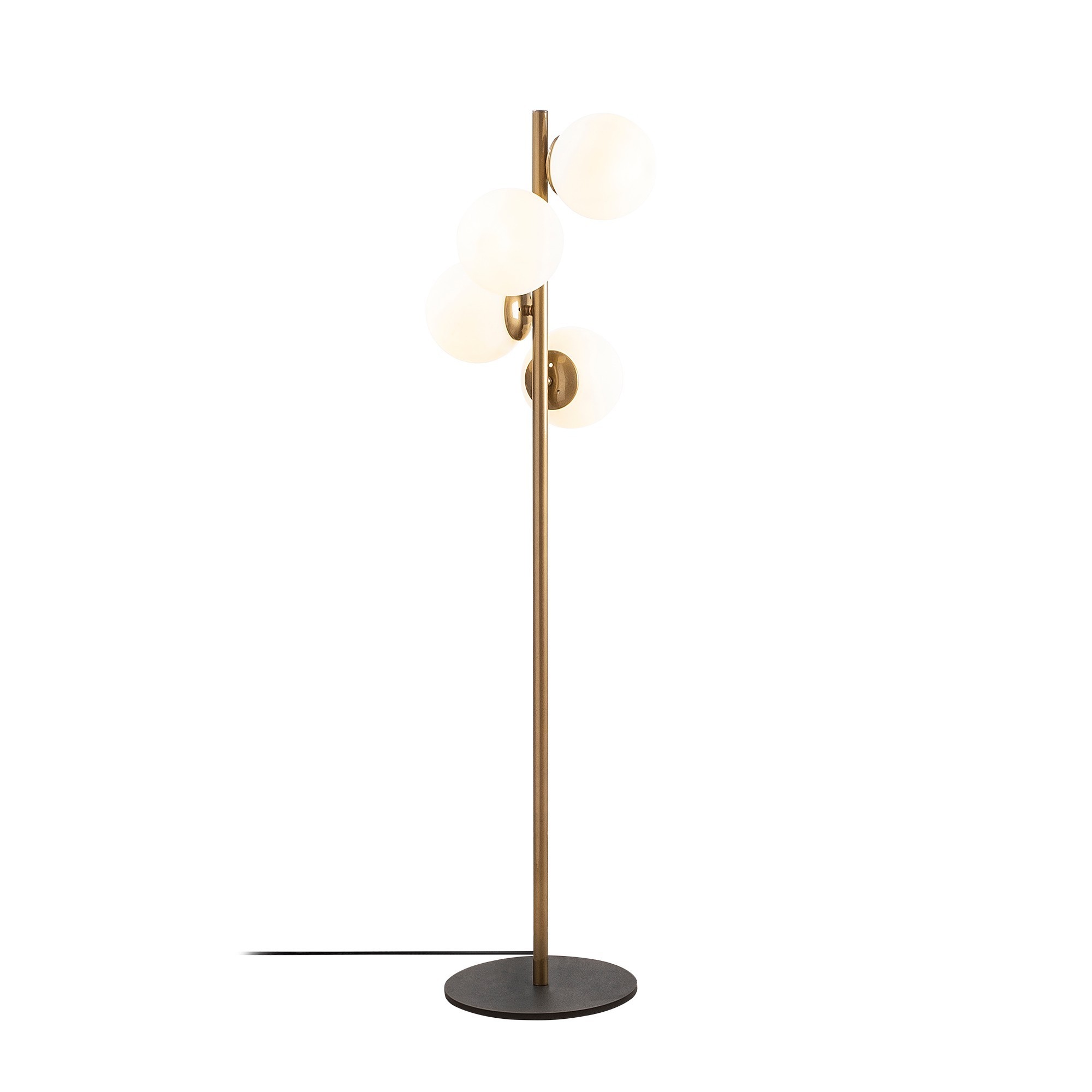 Floor lamp 4 glass spheres Metal Gold 130cm