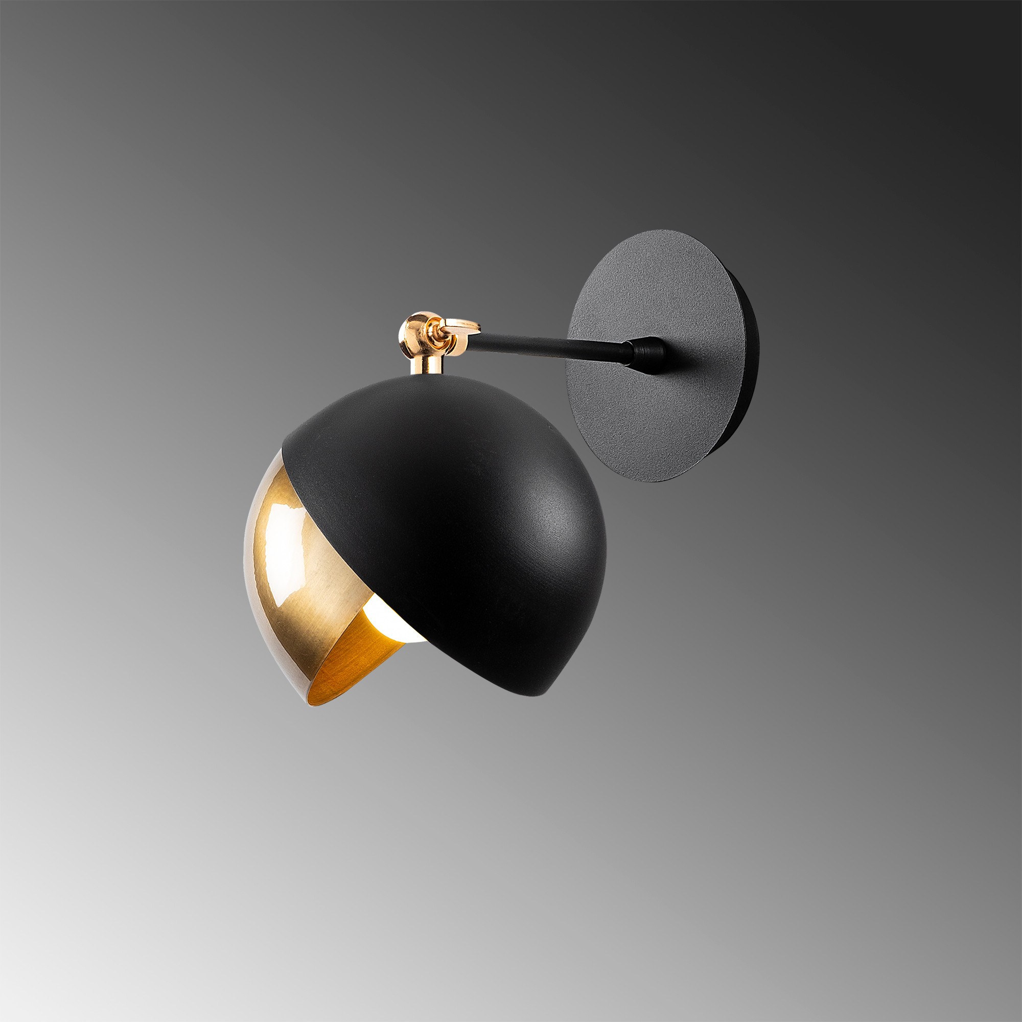 Wall lamp black gold-colored metal