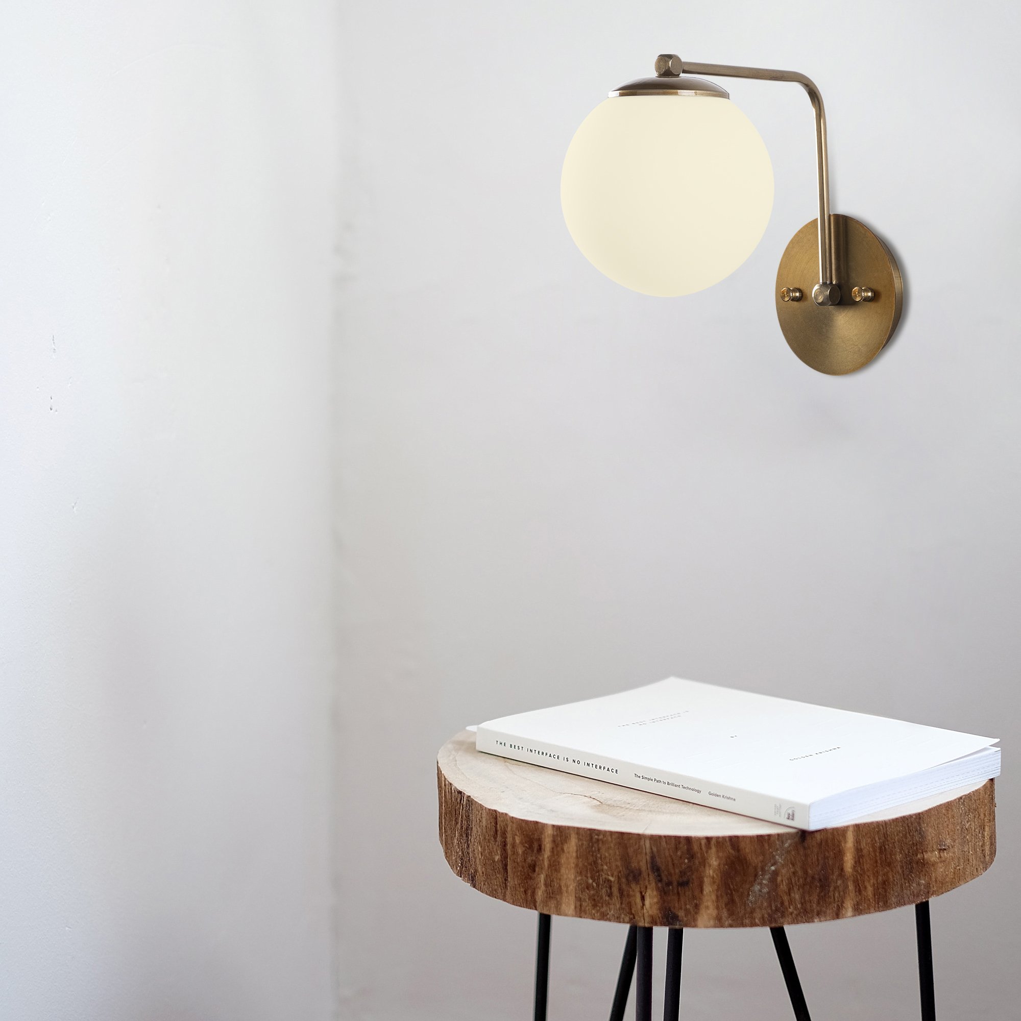 Wall lamp glass sphere metal gold color