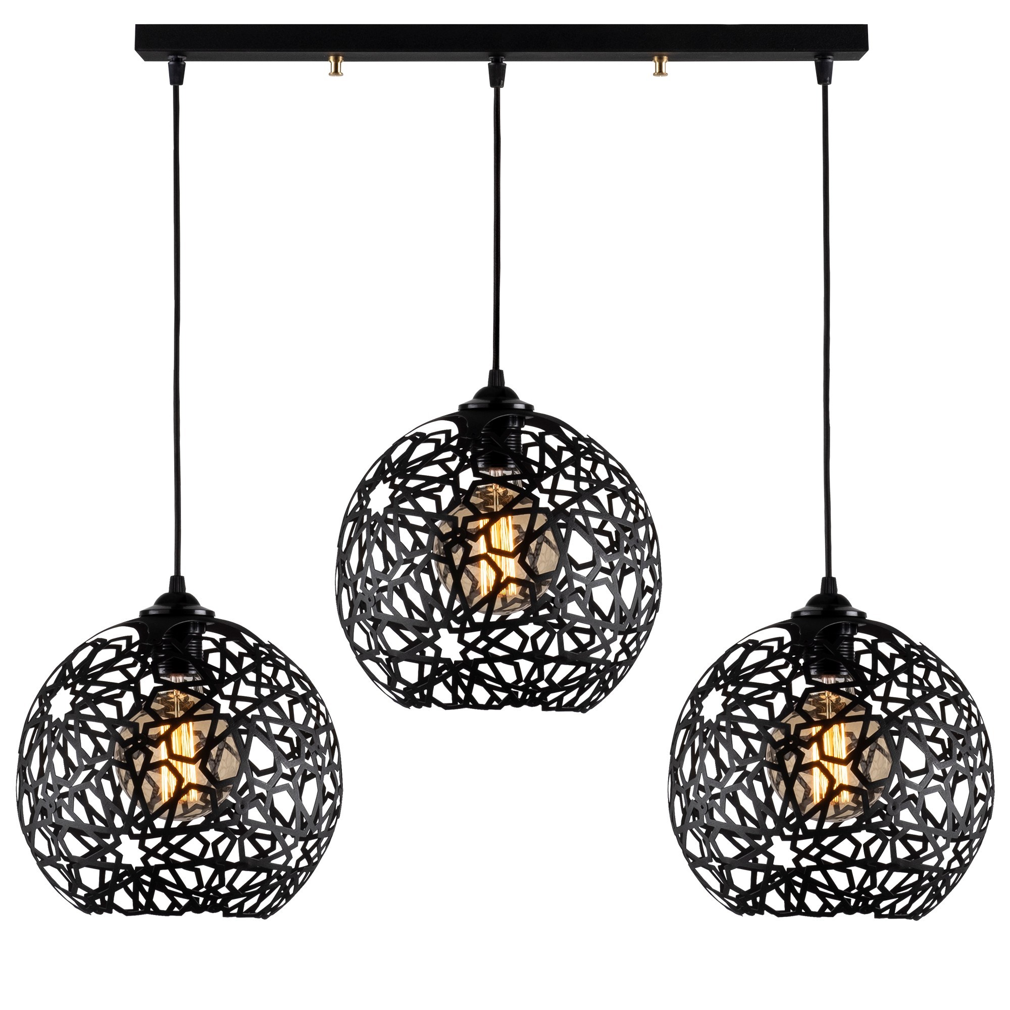 Pendant lamp with 3 elements Black Metal