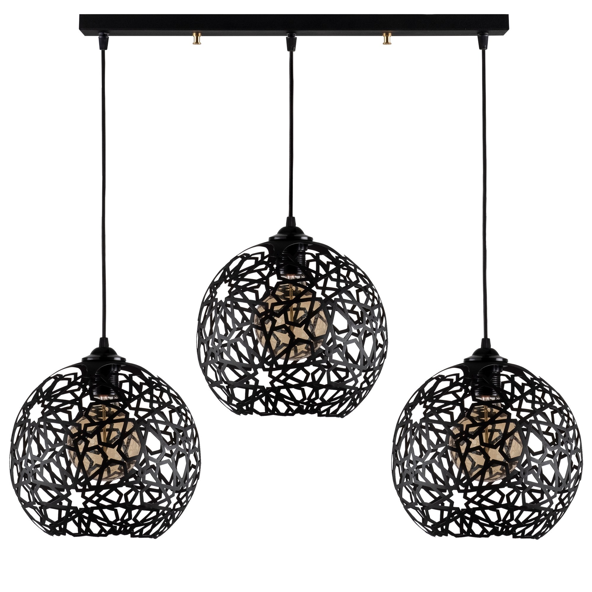Pendant lamp with 3 elements Black Metal