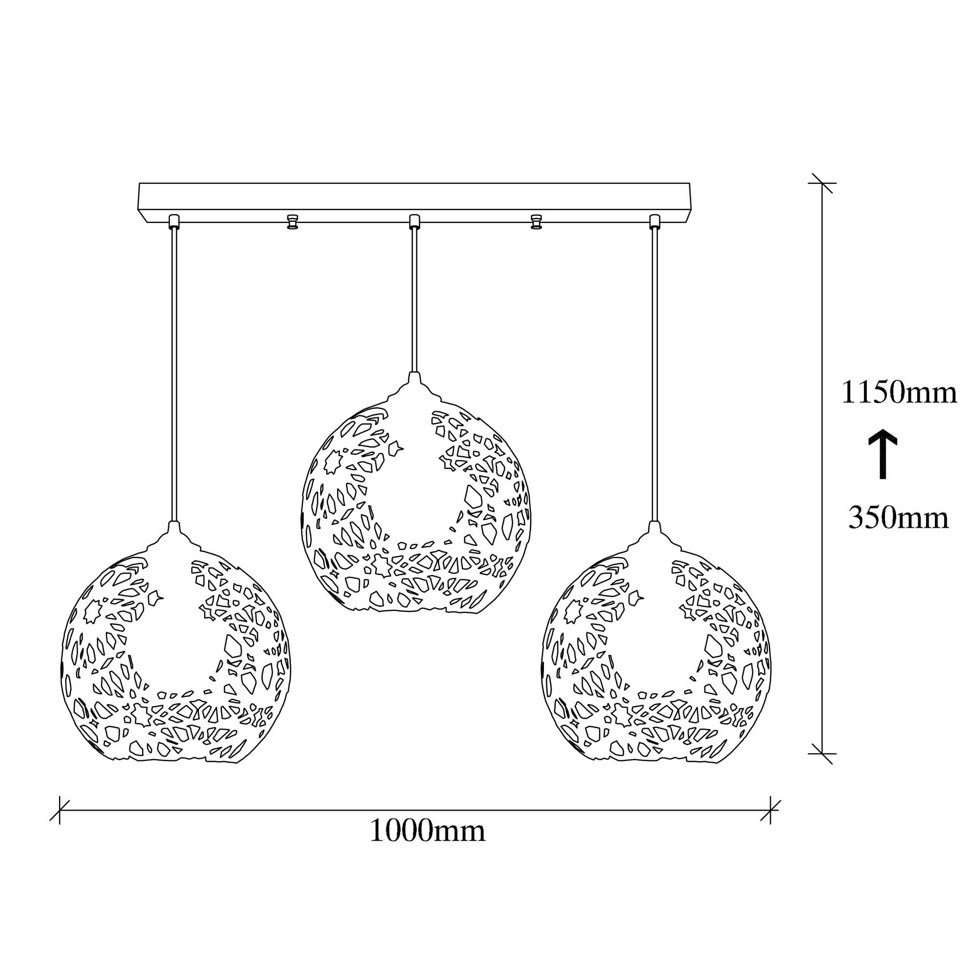 Pendant lamp with 3 elements Black Metal