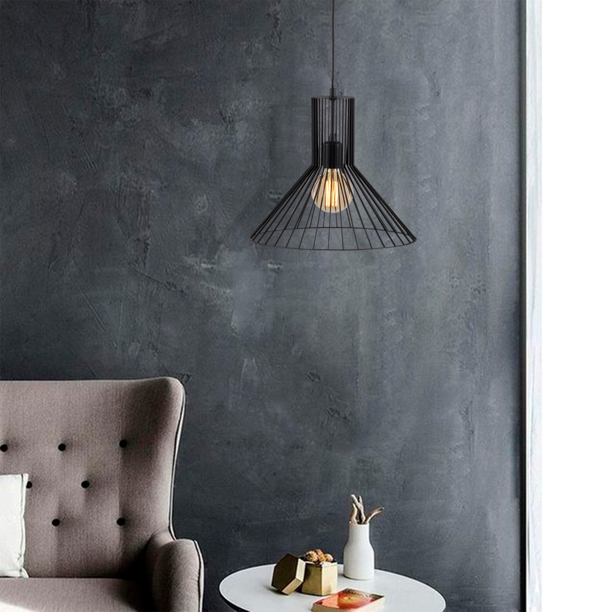 Pendant lamp metal black Ø38cm