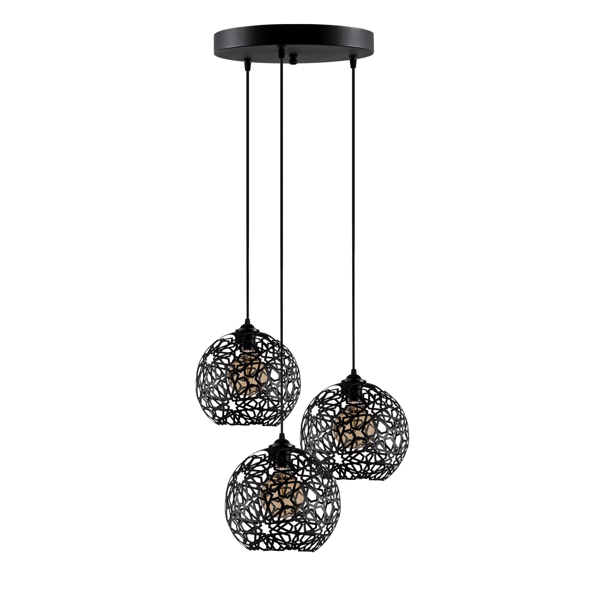 Pendant lamp with 3 elements Black Metal Large