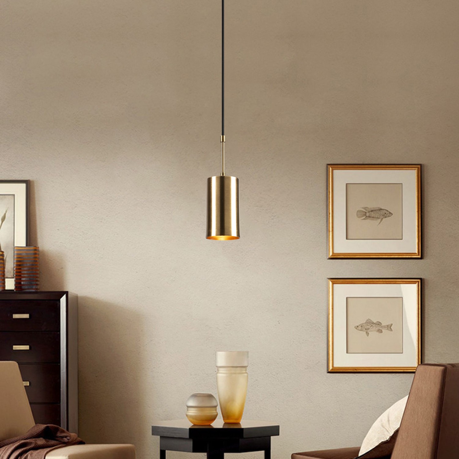 Hanging lamp Metal Black Gold