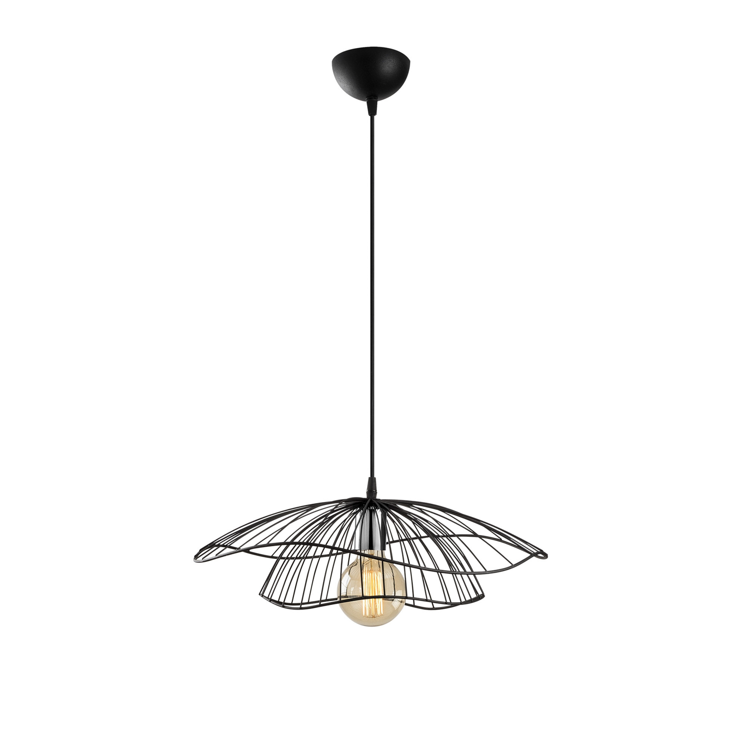 Modern pendant lamp with black metal struts