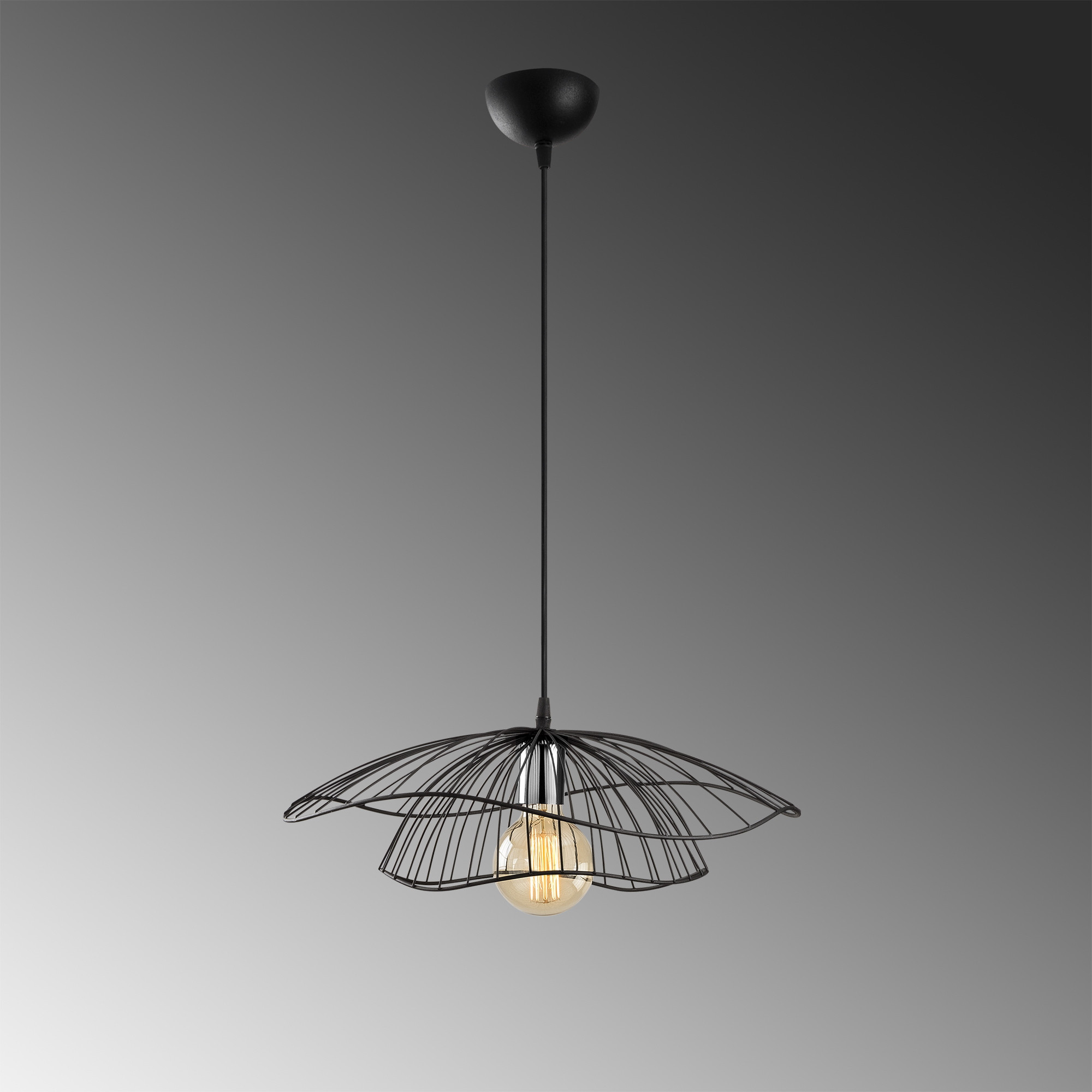 Modern pendant lamp with black metal struts