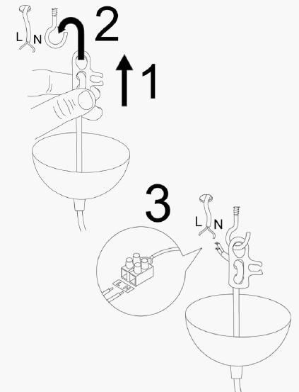 Modern pendant lamp with black metal struts