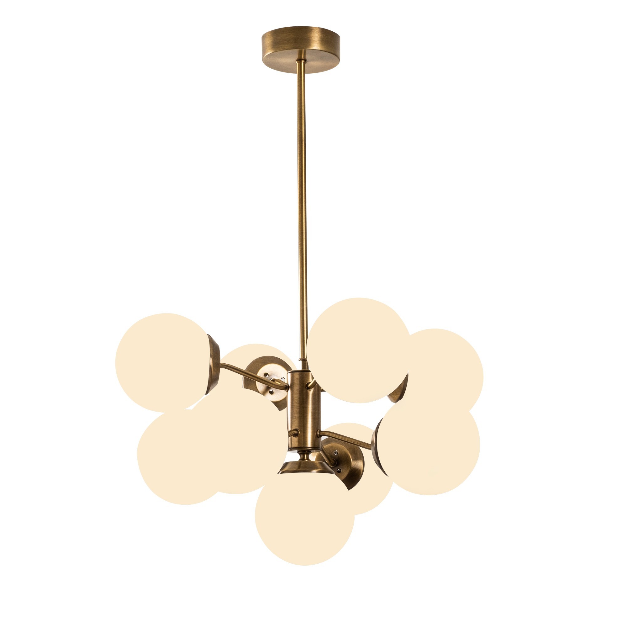 Vintage pendant lamp with 9 glass elements White Gold