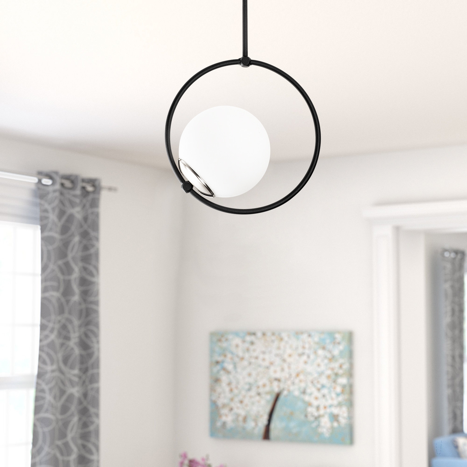 Pendant lamp glass sphere and metal
