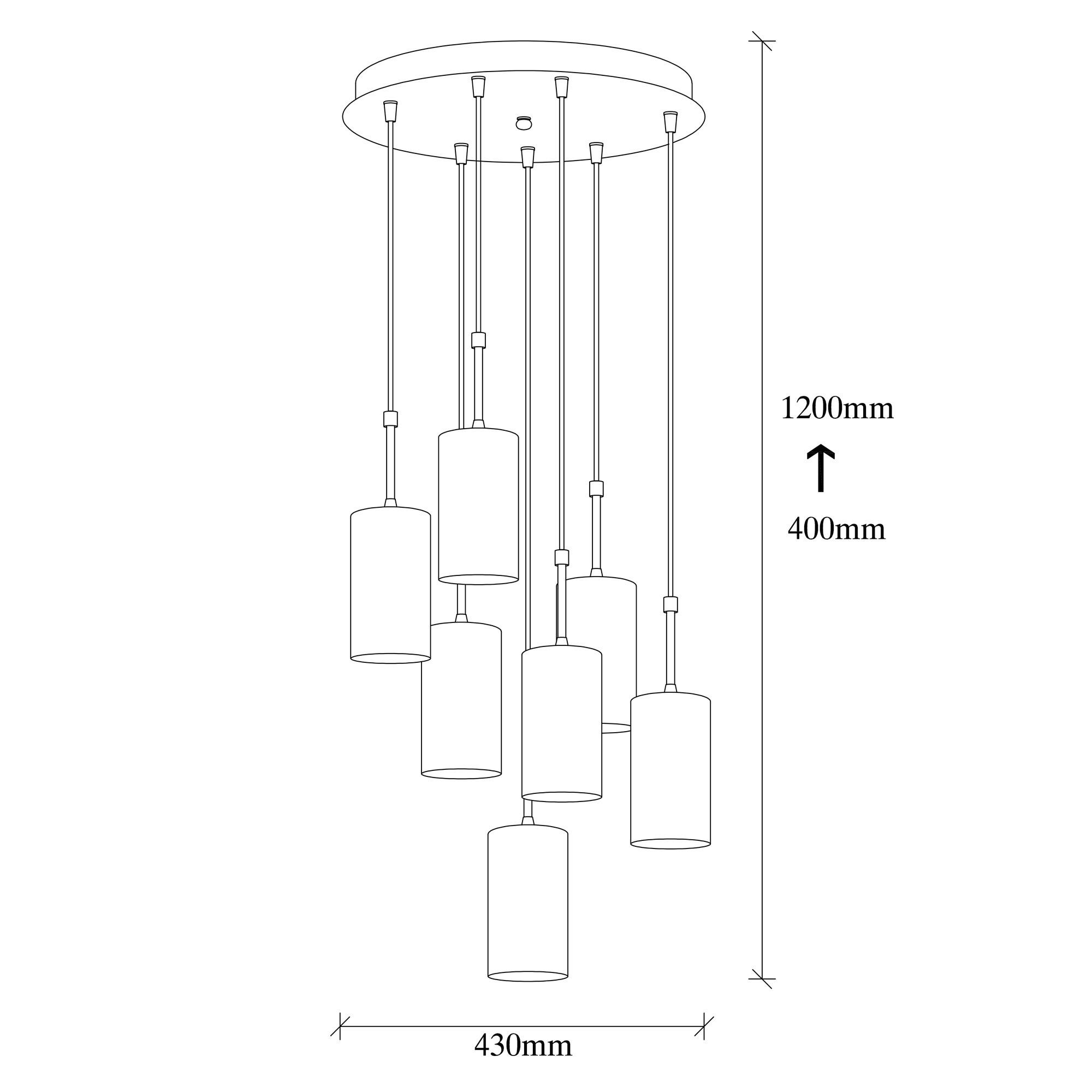 Pendant lamp 7 elements Height adjustable Metal Gold