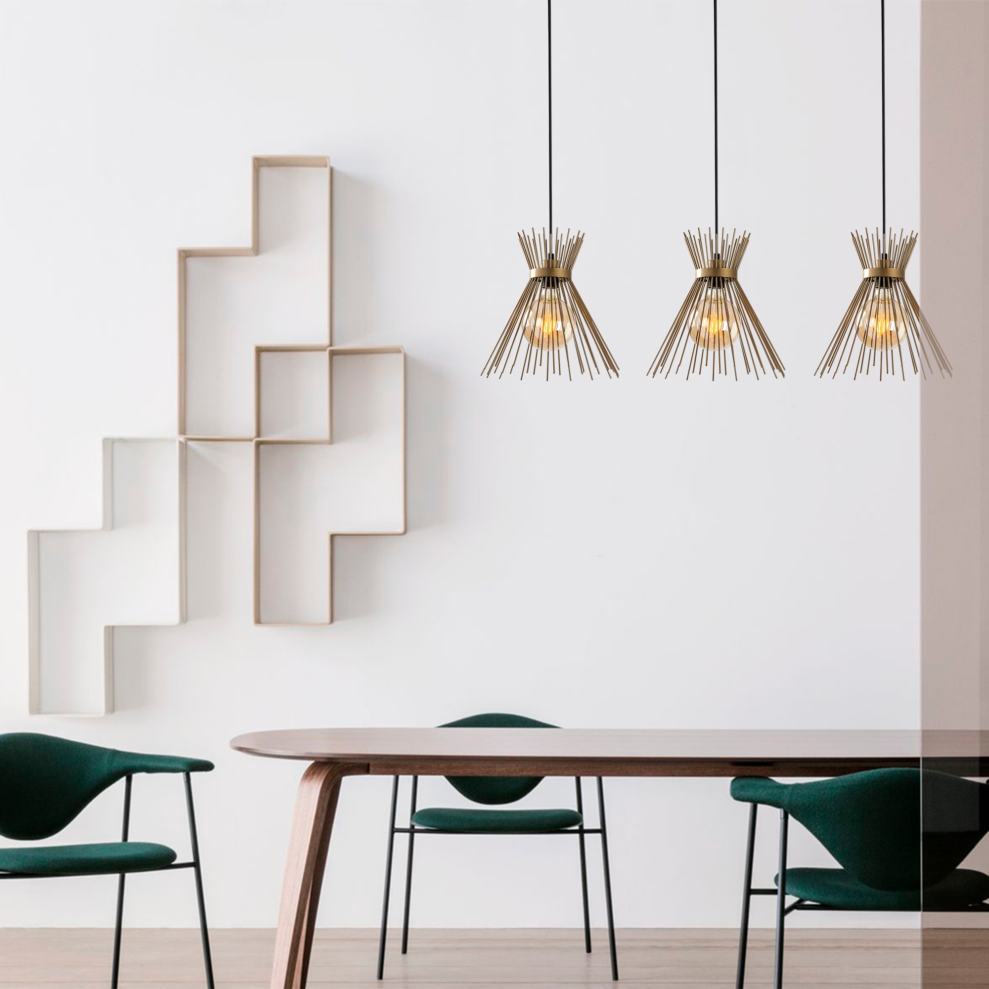 Pendant lamp 3 elements Adjustable height Black