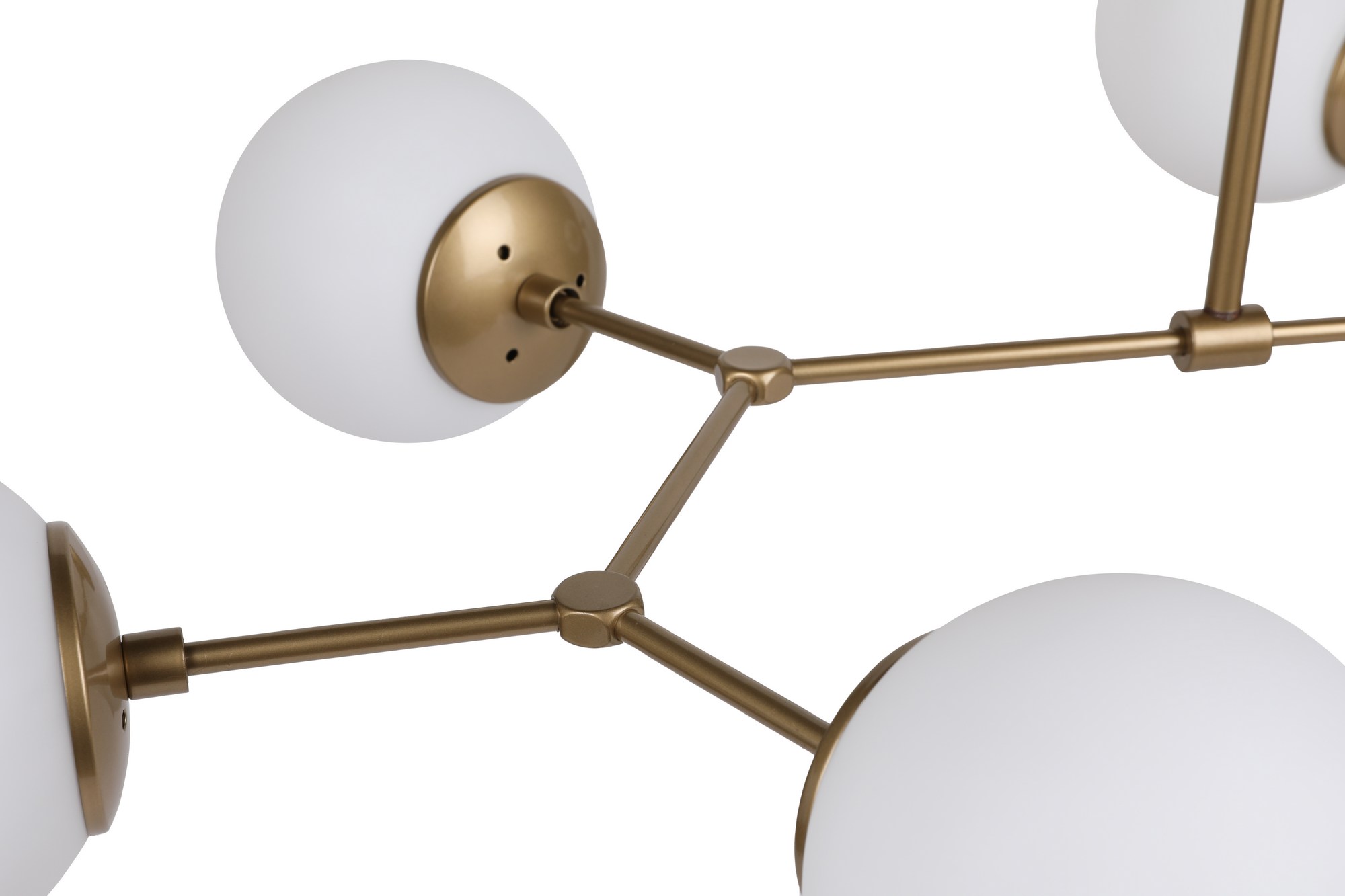 Pendant lamp 6 glass spheres metal white gold
