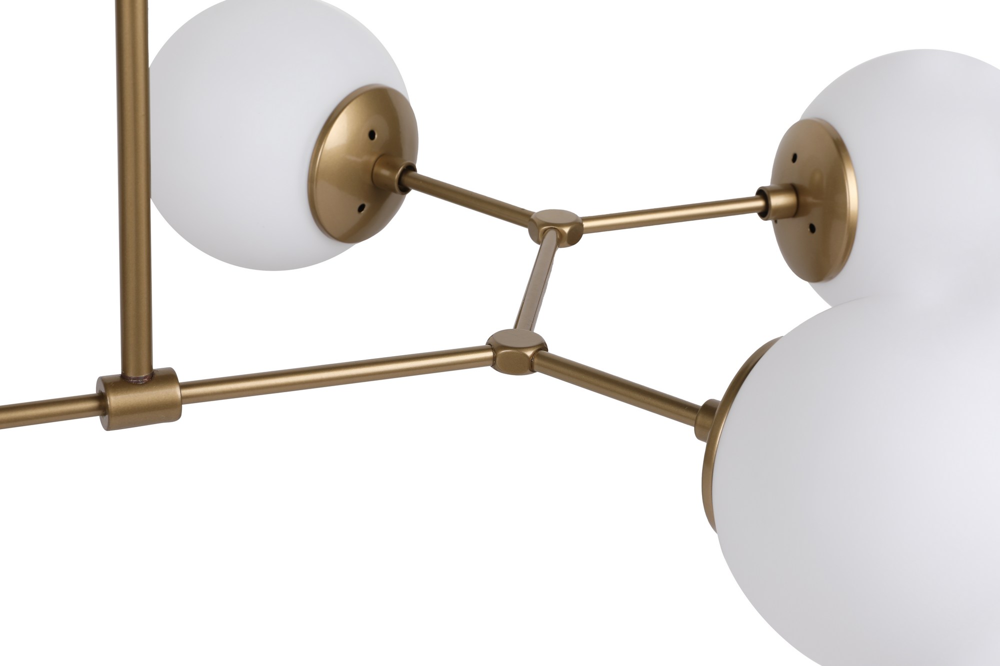 Pendant lamp 6 glass spheres metal white gold