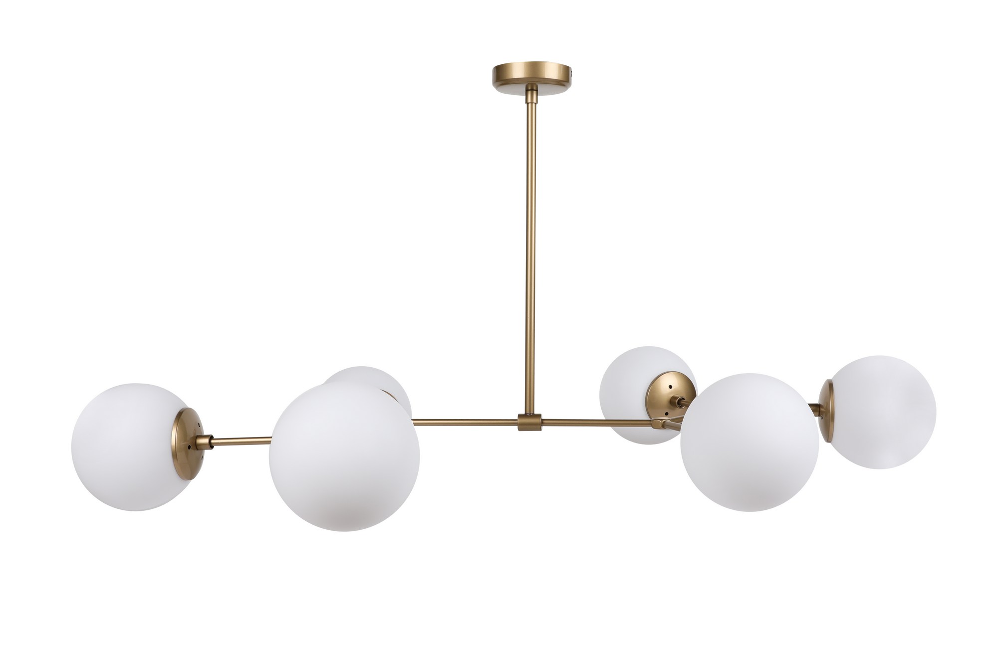 Pendant lamp 6 glass spheres metal white gold