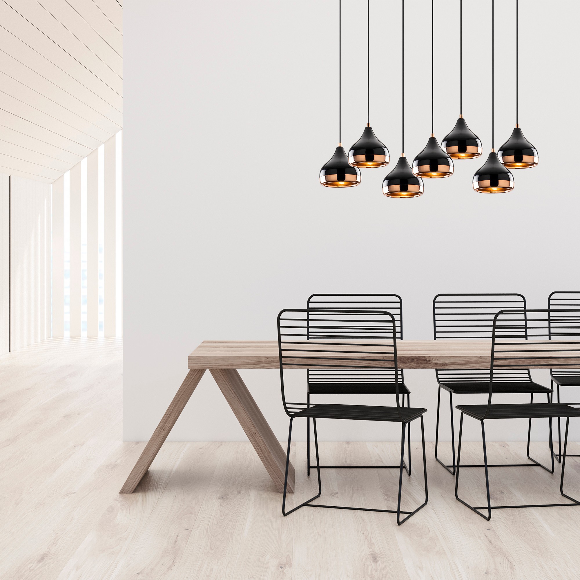 Pendant lamp with 7 elements metal black
