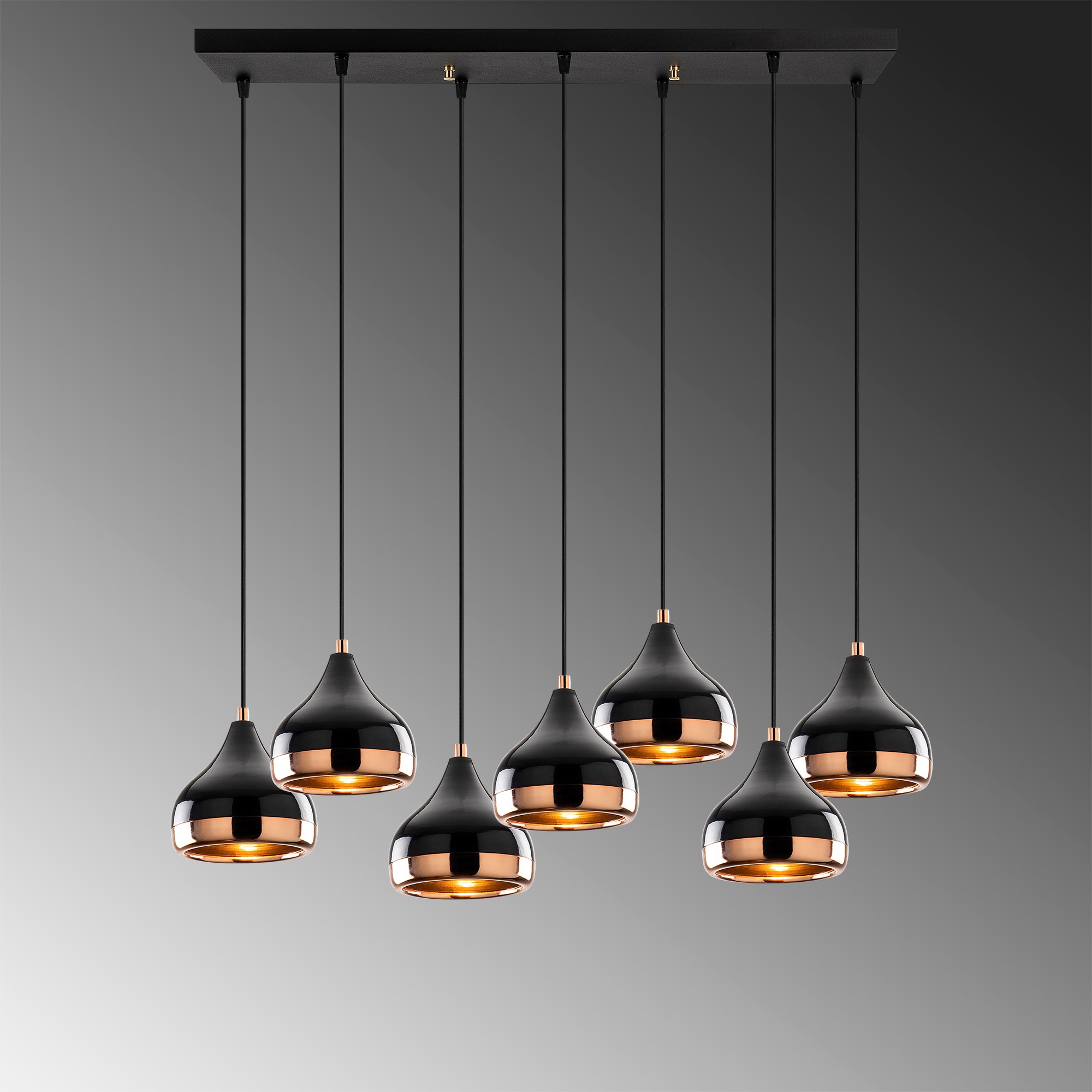 Pendant lamp with 7 elements metal black