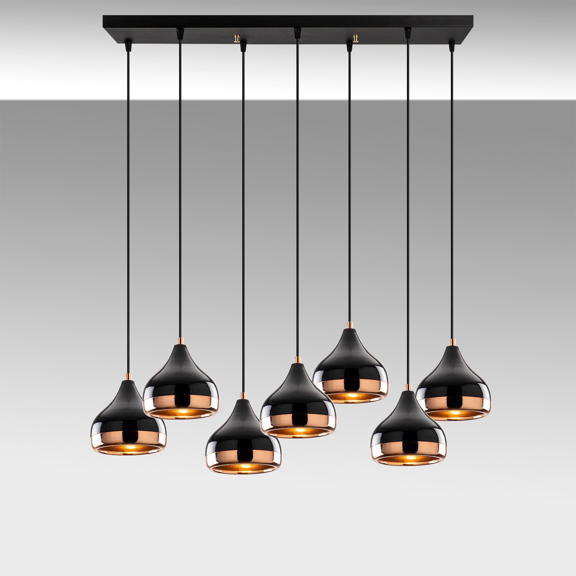 Pendant lamp with 7 elements metal black