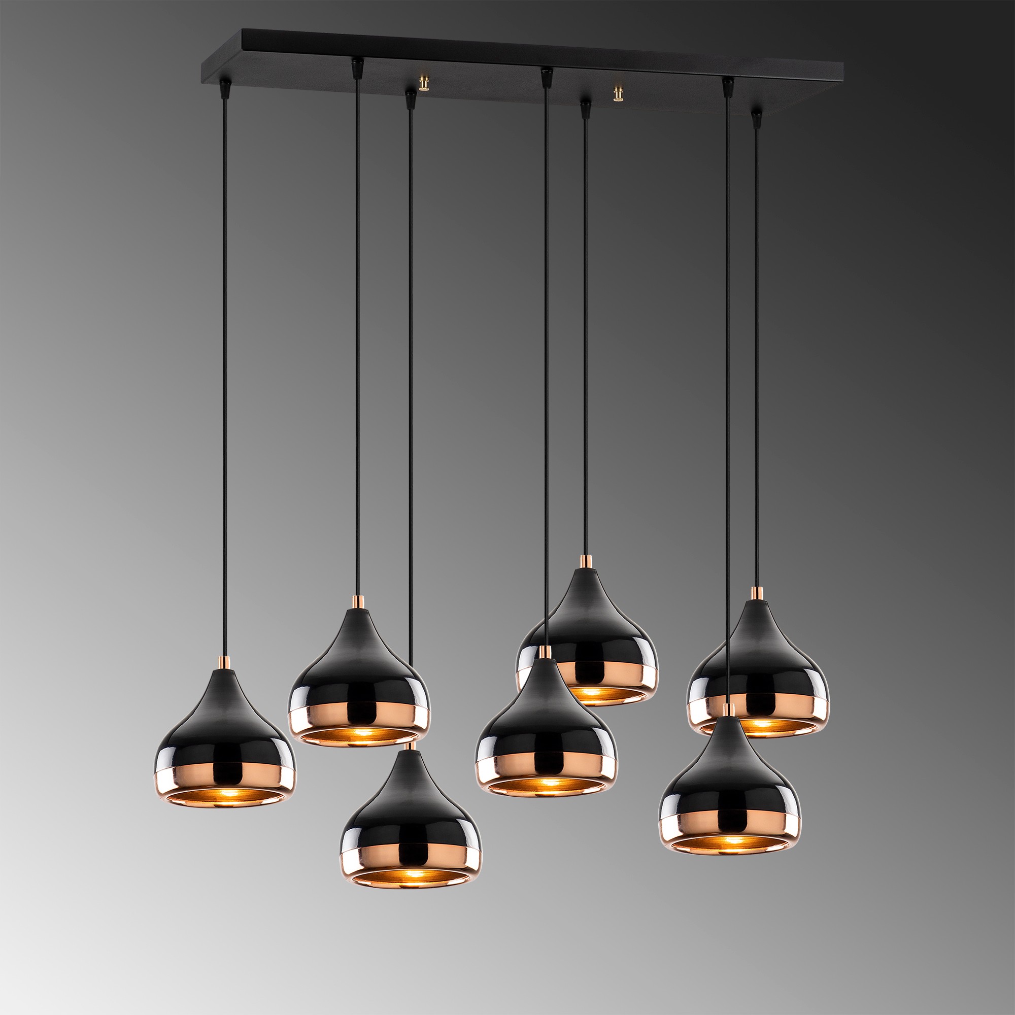 Pendant lamp with 7 elements metal black
