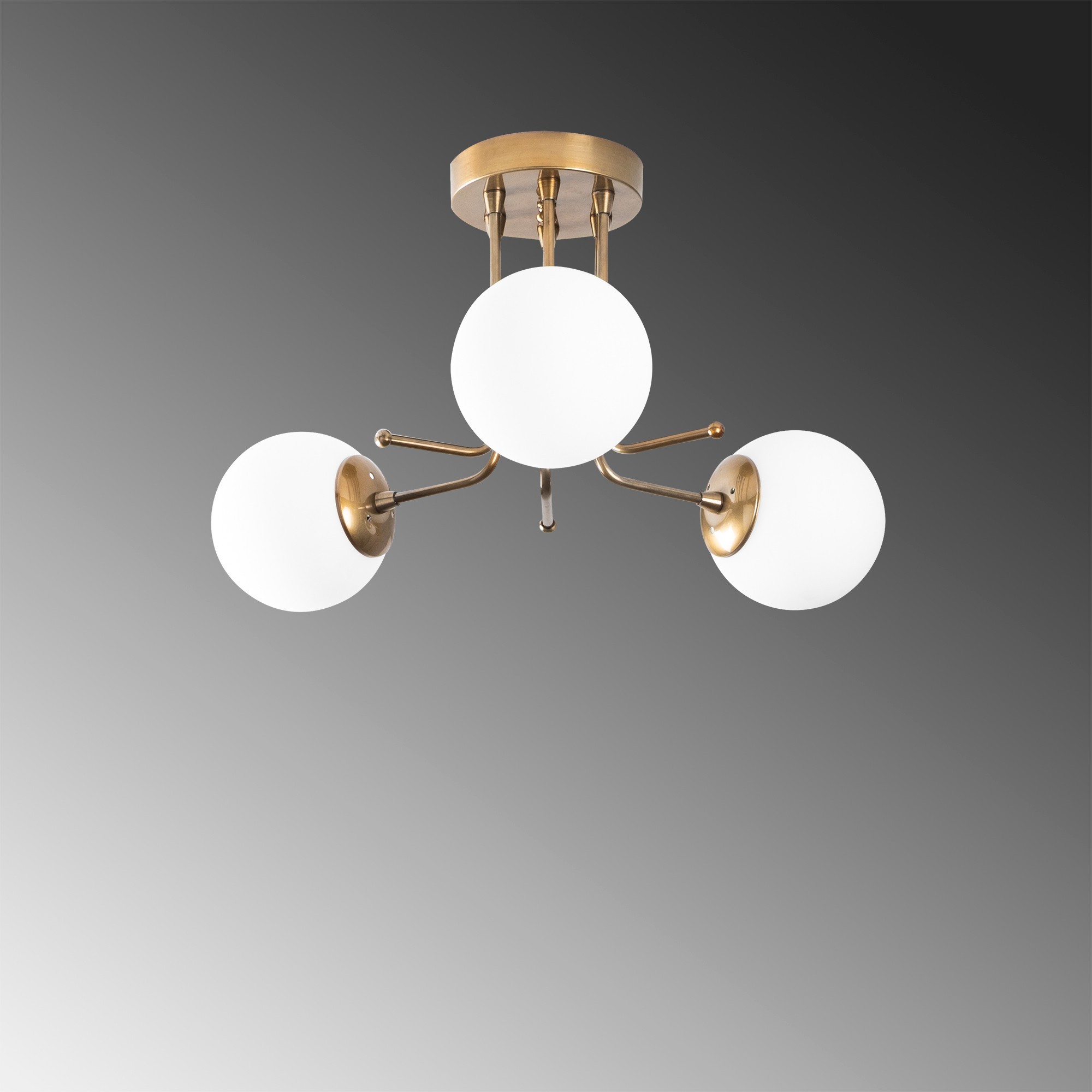 Lampada a sospensione 3 sfere di vetro metallo bianco oro