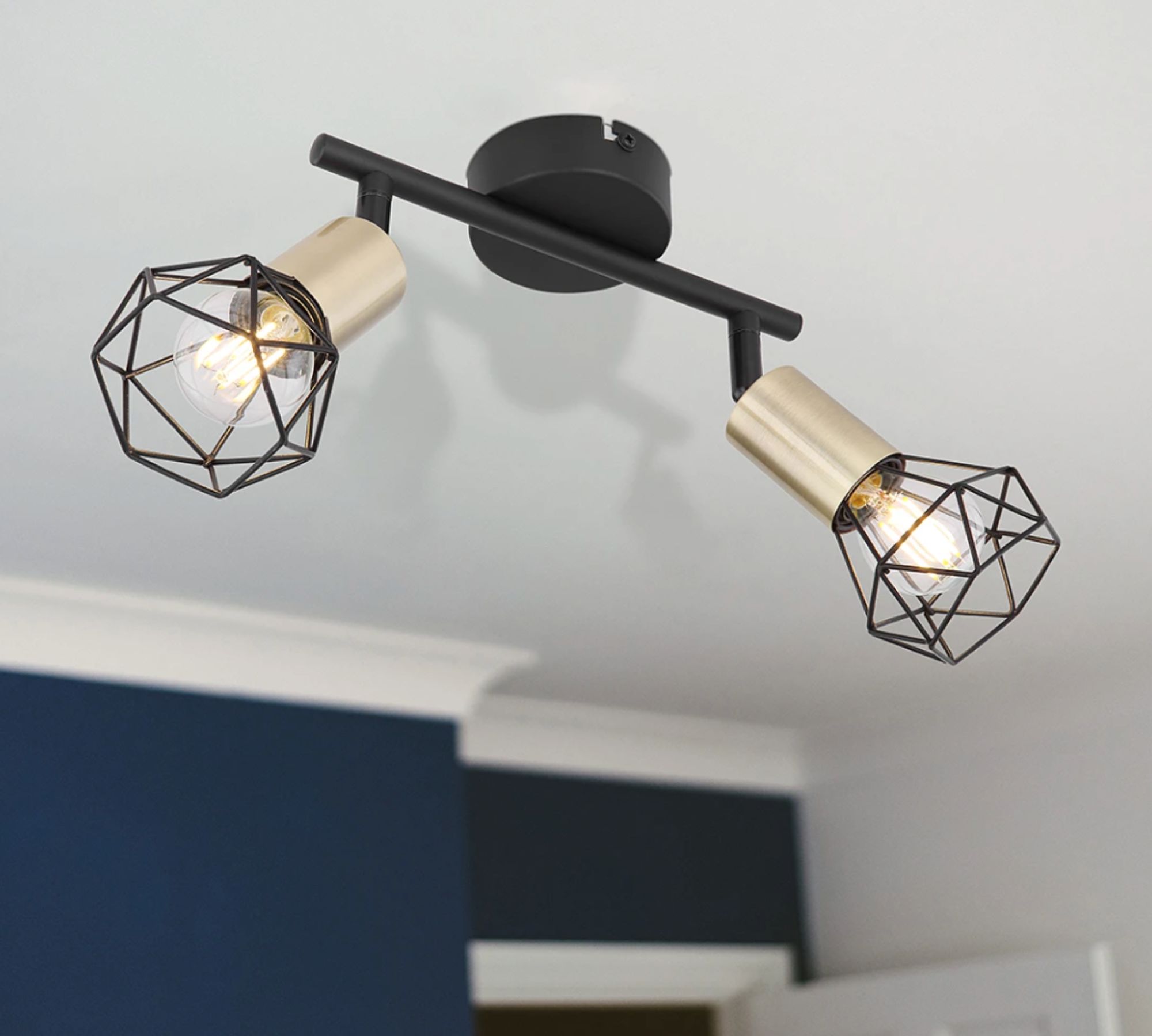 2-flame ceiling light metal black