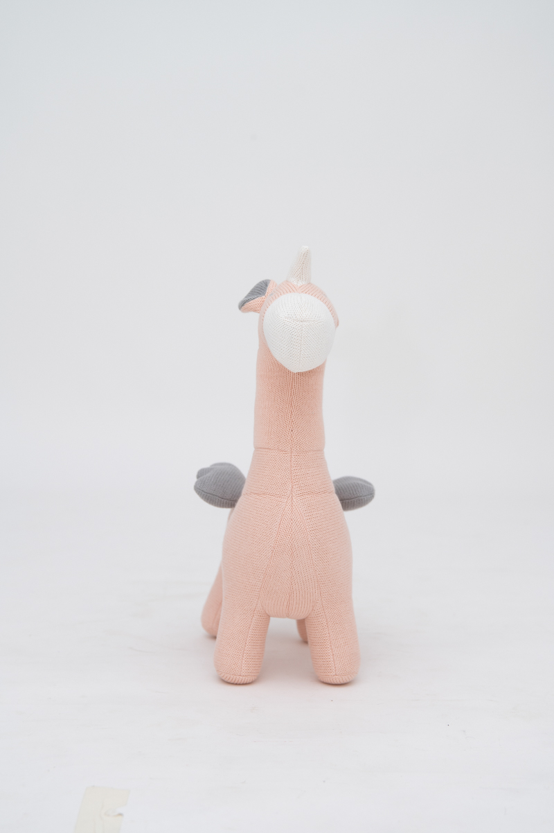 Unicorn stuffed animal cotton pink grey