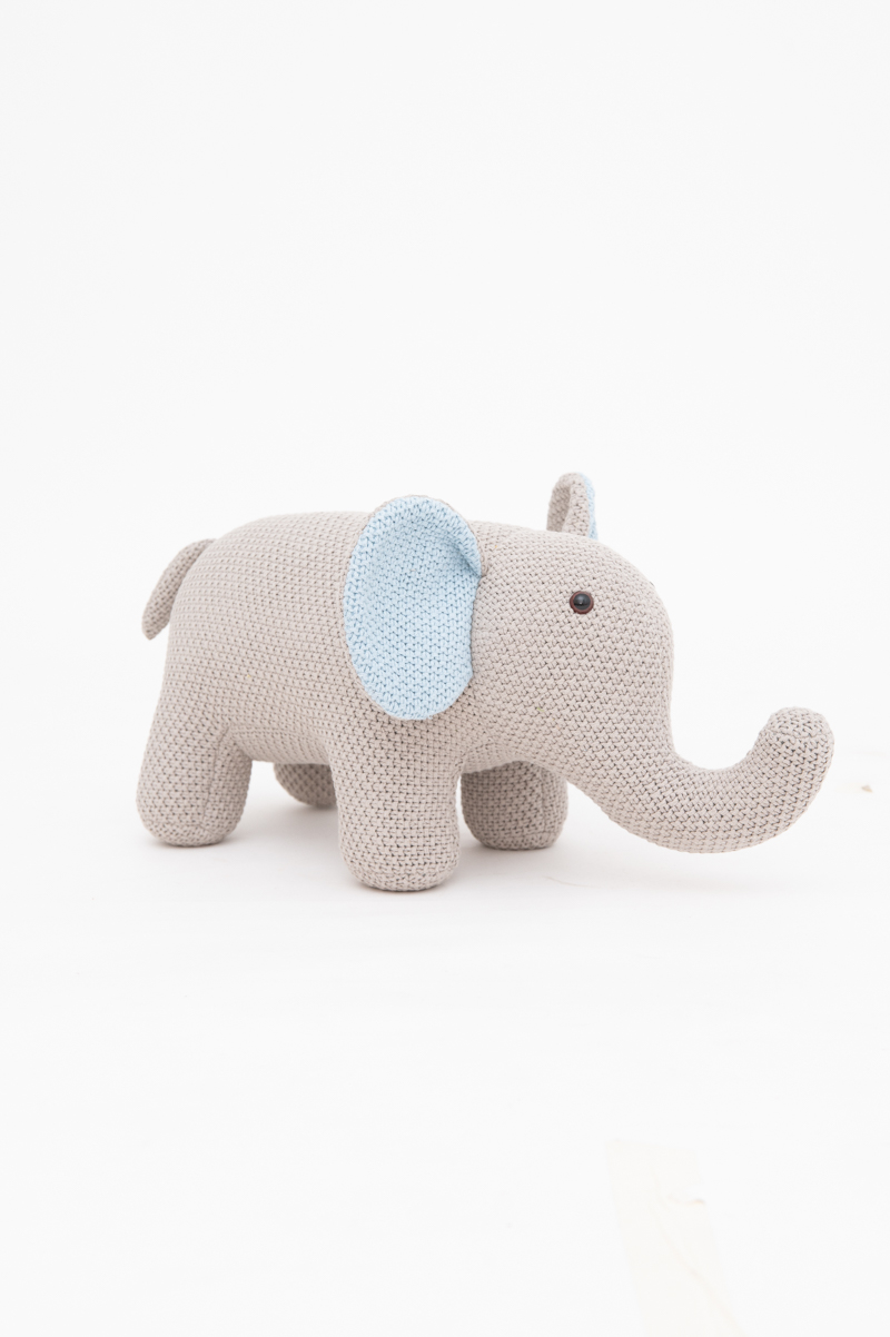 Elephant stuffed animal cotton gray pink
