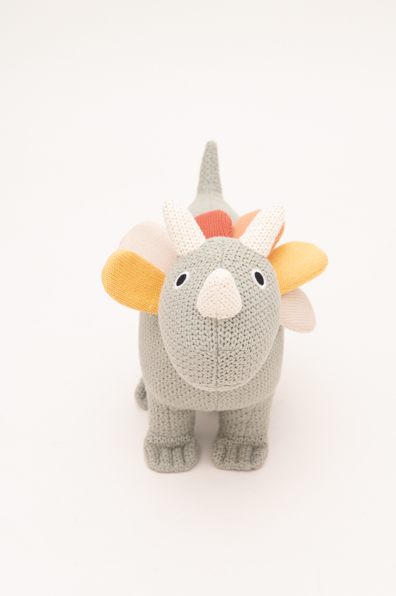 Dino Stuffed Animal Cotton Green White