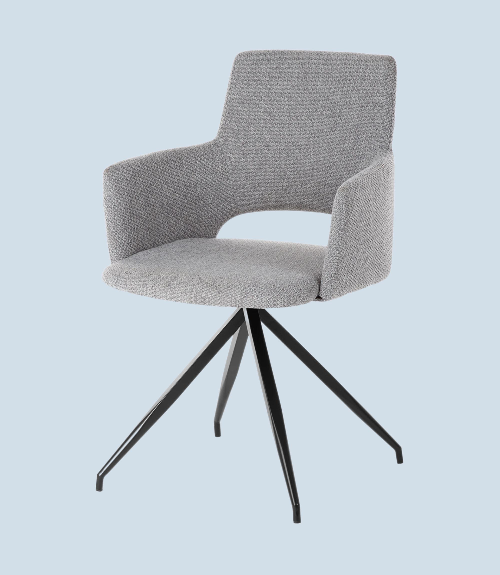 Armchair with back cutout and steel frame Grey